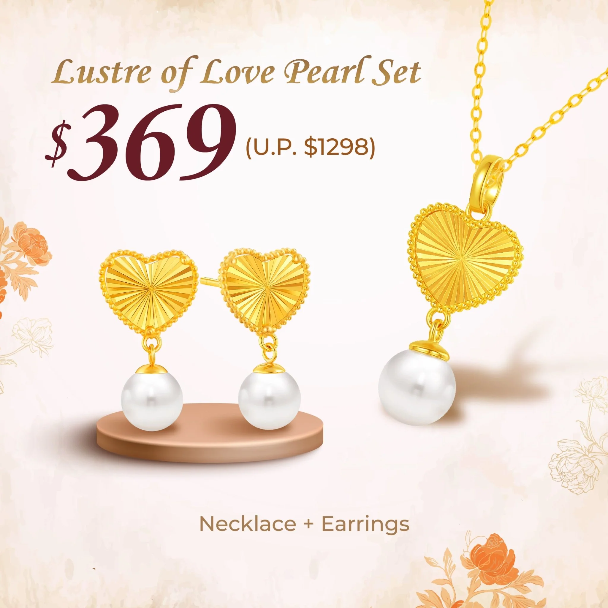 10K Gold Lustre of Love Pearl Earrings - Image 2