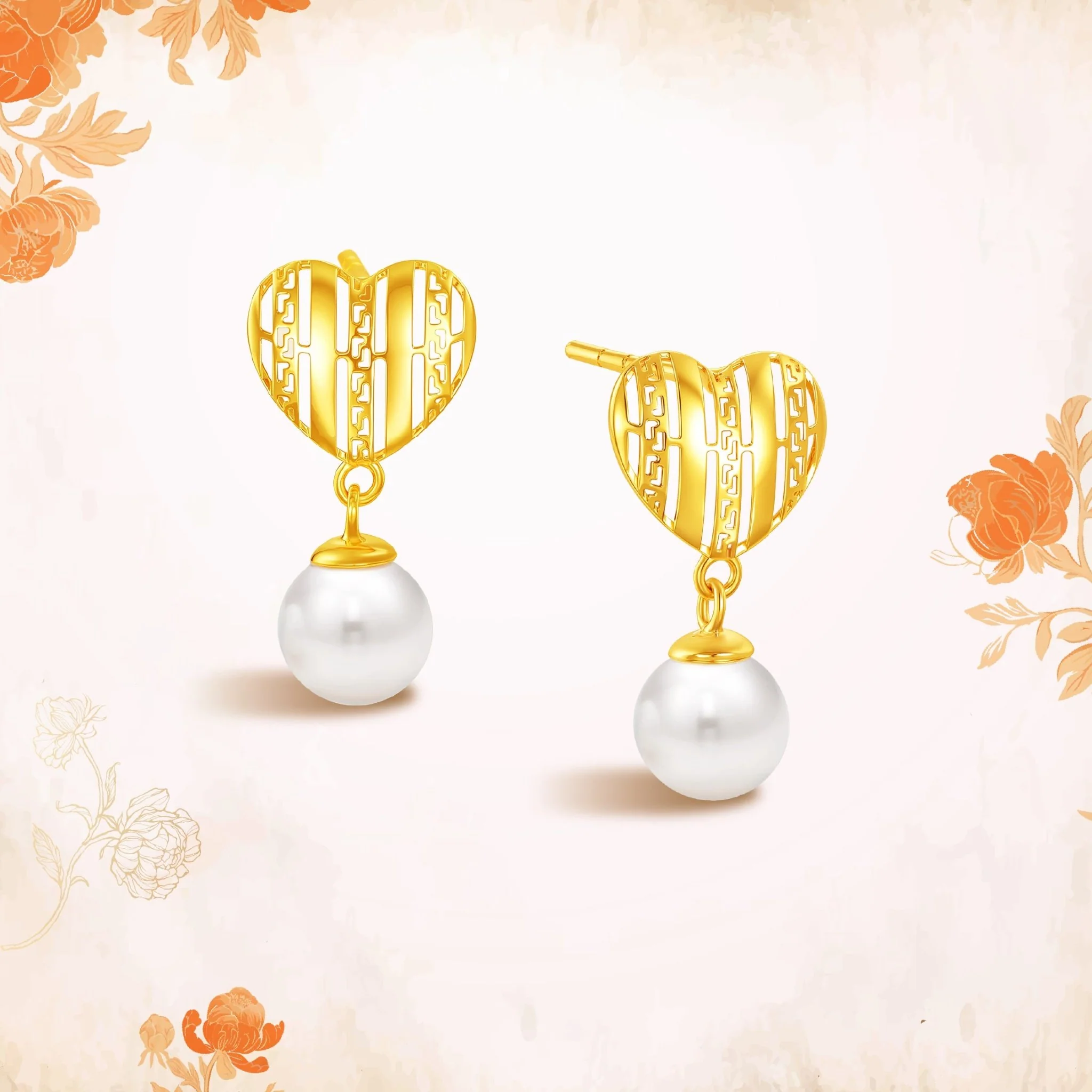 10K Gold Sweetheart Pearl Earrings