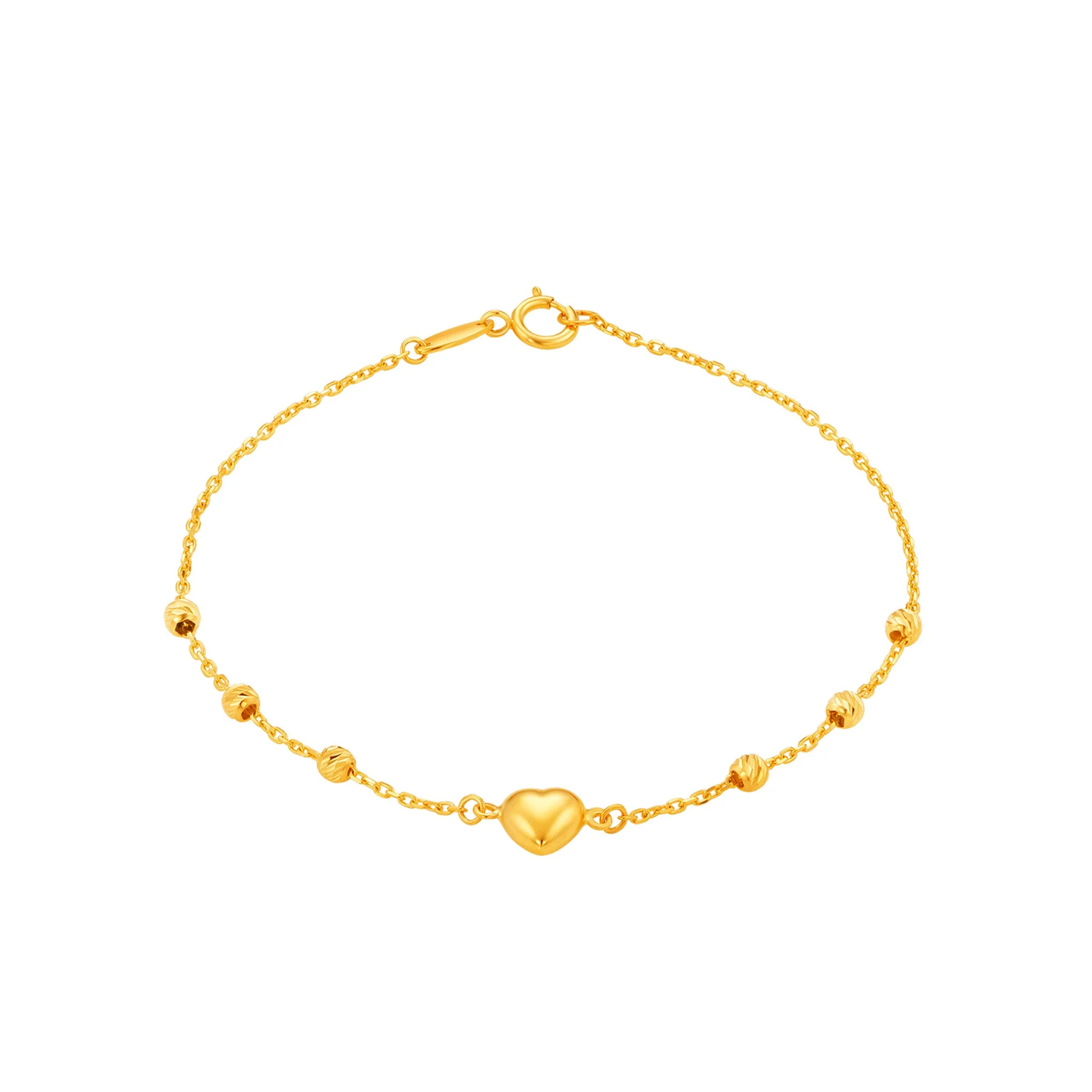 14K Gold Dewdrop Heart Bracelet