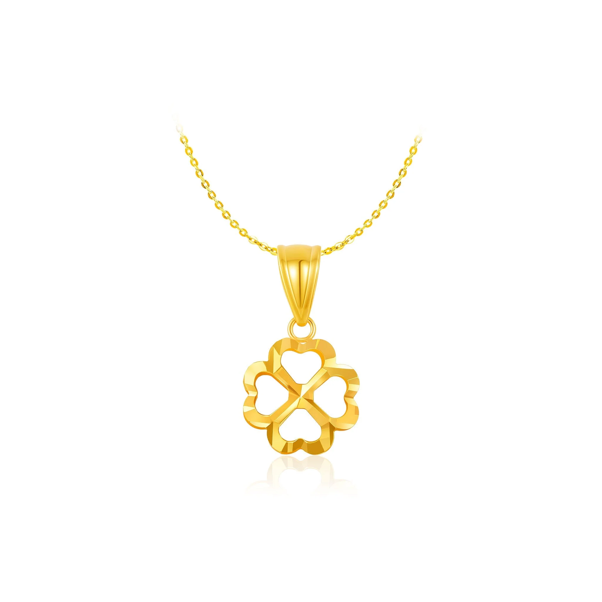 14K Gold Heartbound Clover Pendant