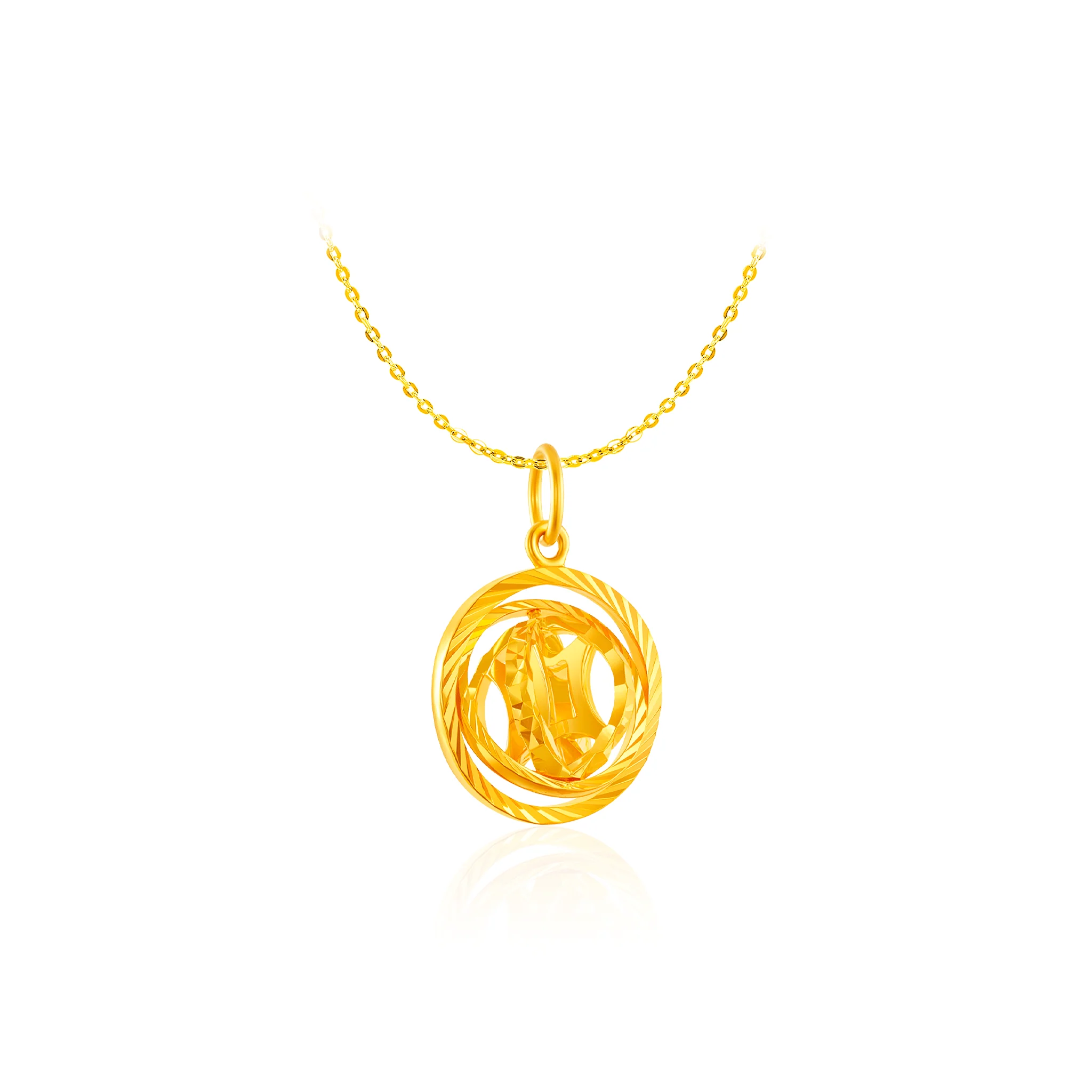 916 Gold Astrolabe Pendant - Image 2