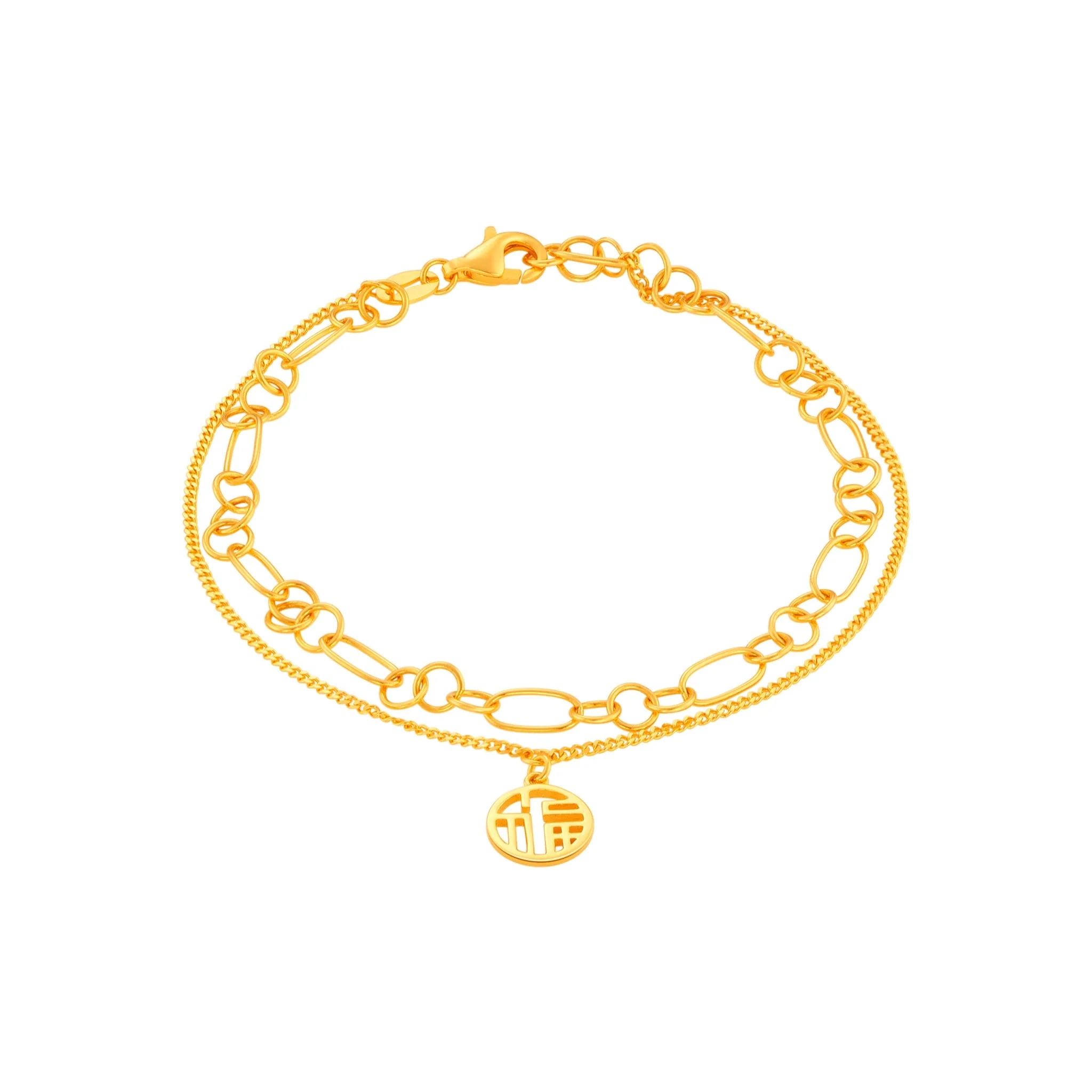 916 Gold Auspicious Duo Bracelet