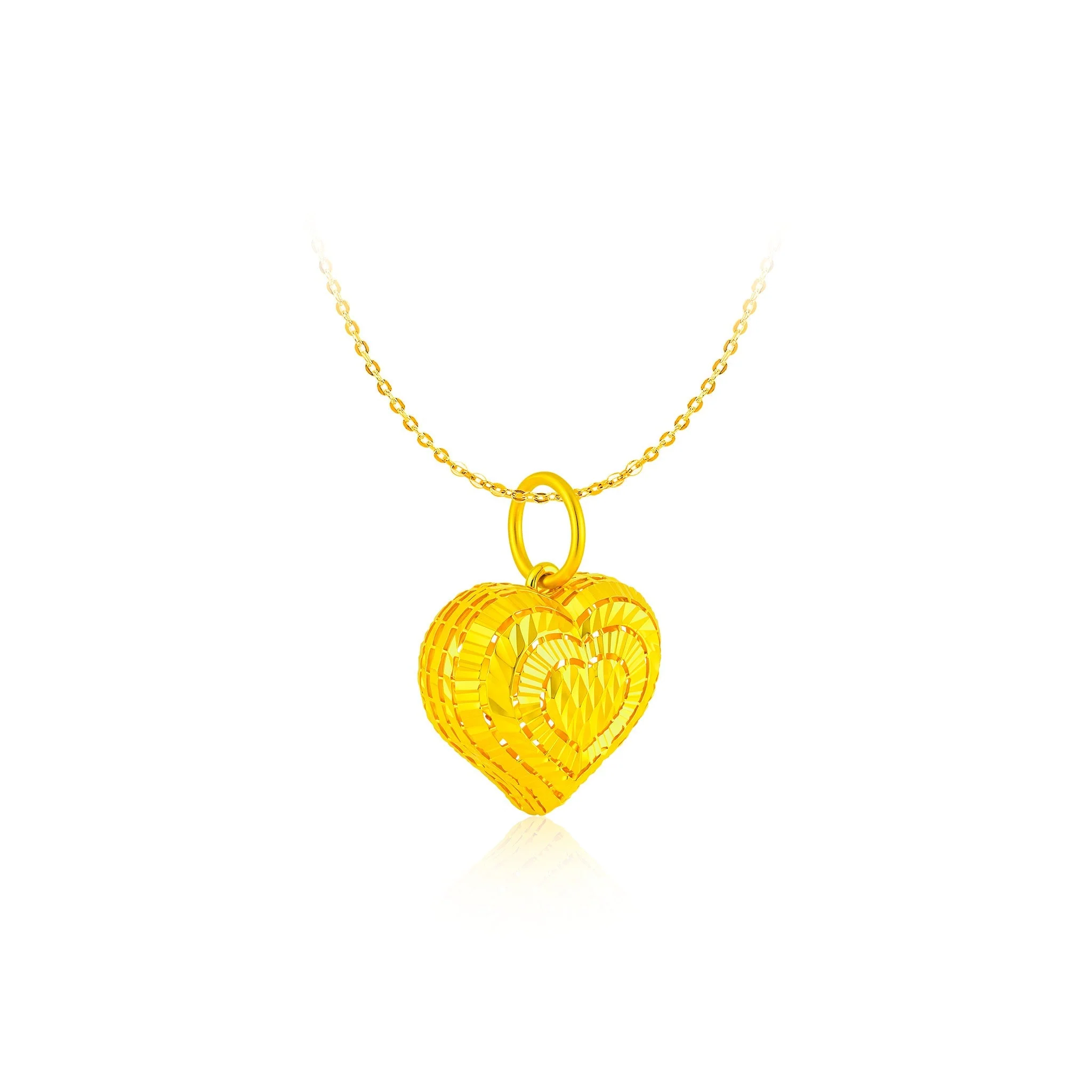 916 Gold Beloved Heart Pendant - Image 3