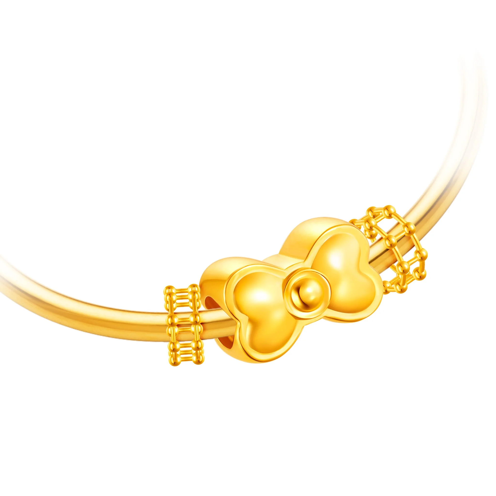 916 Gold Ribbon Bow with spacers Charm