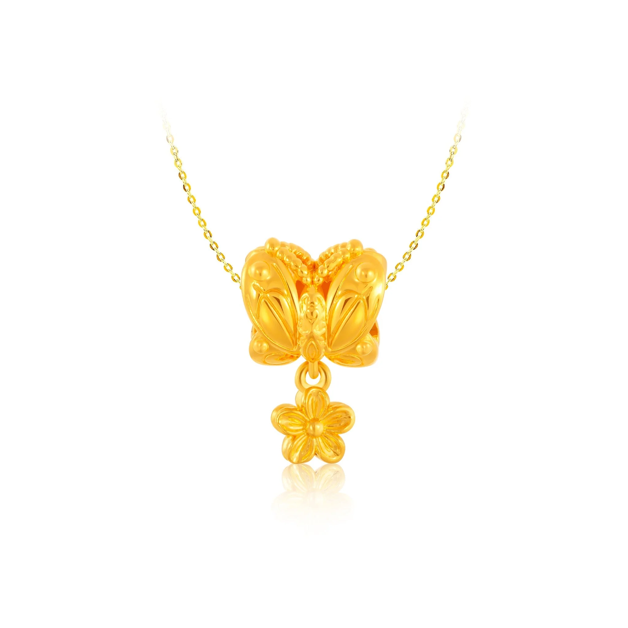 916 Gold Butterfly Blossom Pendant