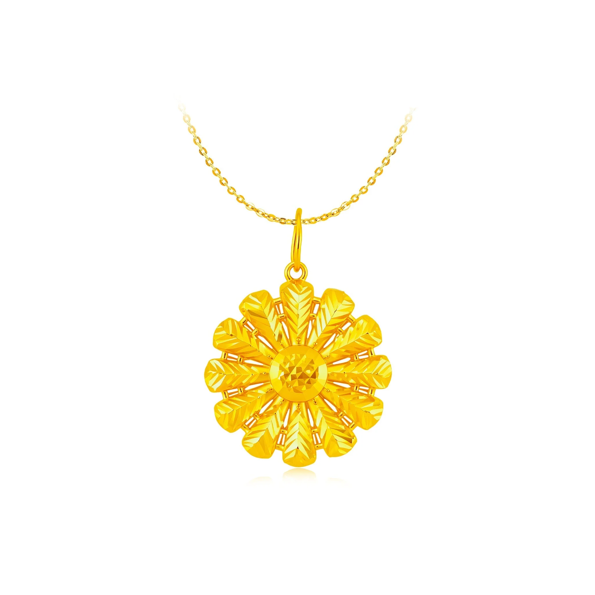 916 Gold Chamomile Pendant