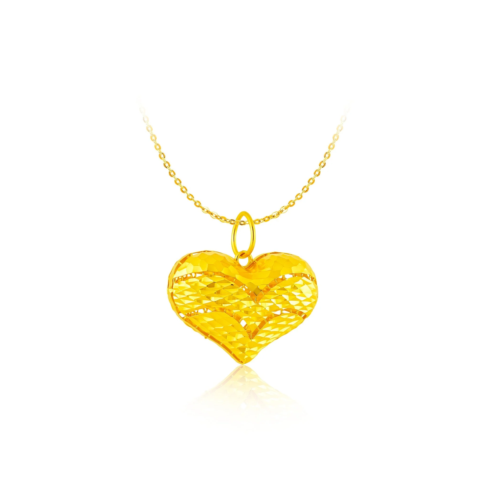 916 Gold Chevron Heart Pendant - Image 3