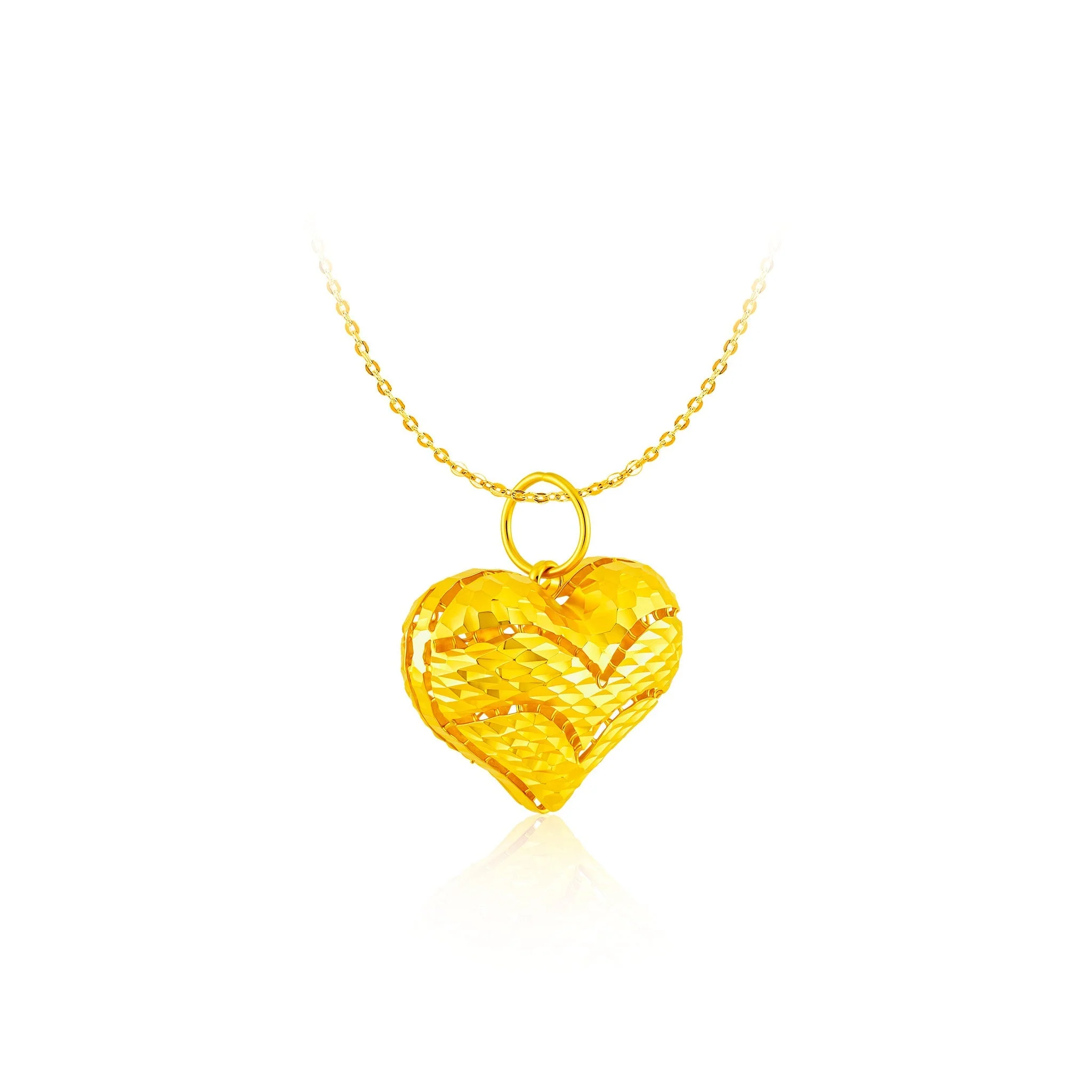 916 Gold Chevron Heart Pendant - Image 4