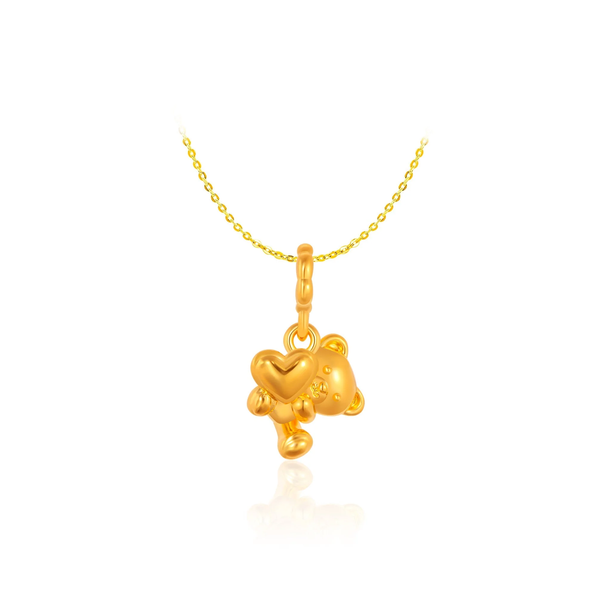 916 Gold Cuddling Bear Pendant
