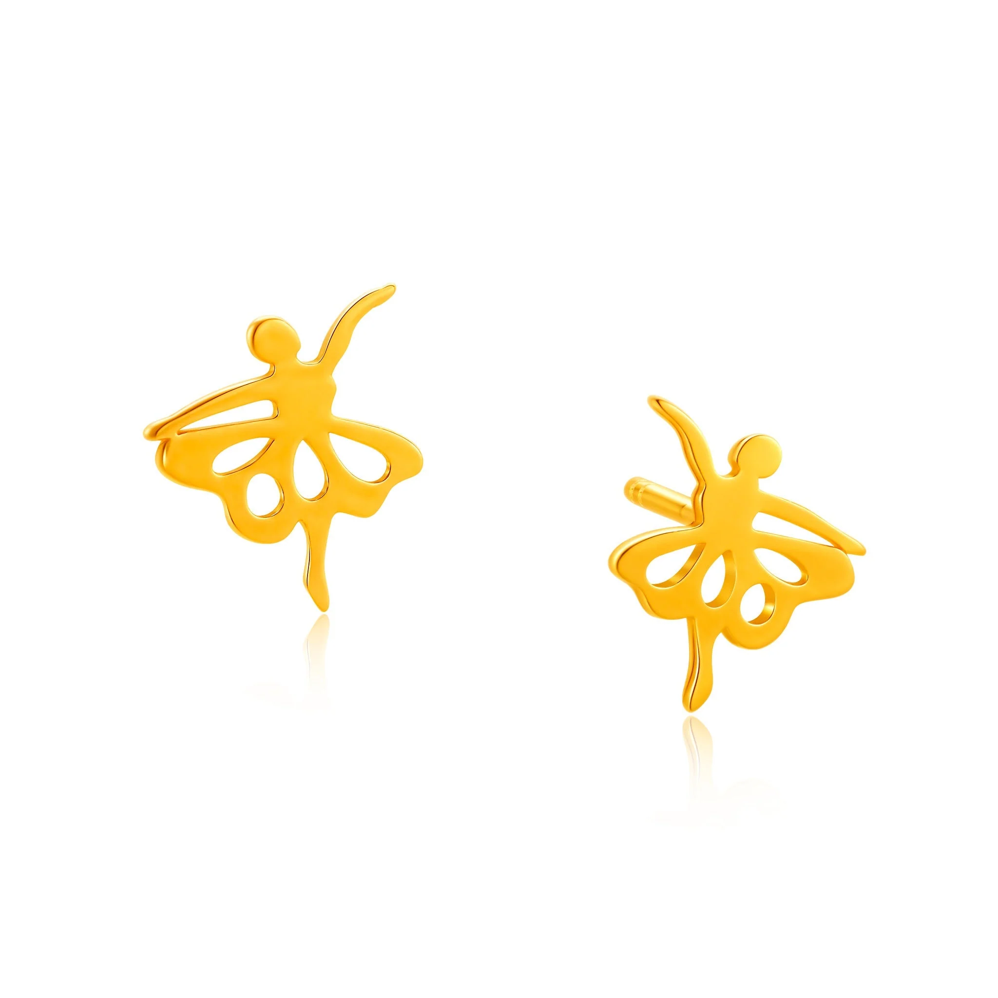 916 Gold Dancing Ballerina Earrings