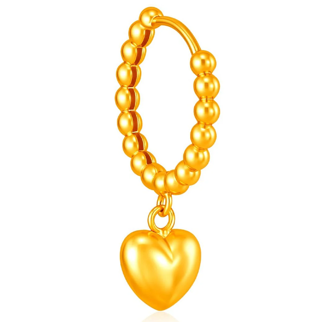 916 Gold Demure Heart Loop Earrings - Image 2