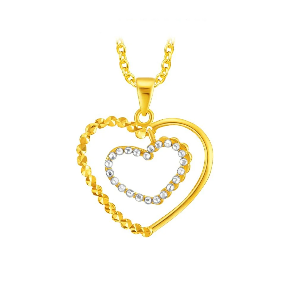 916 Gold Double Heart Pendant