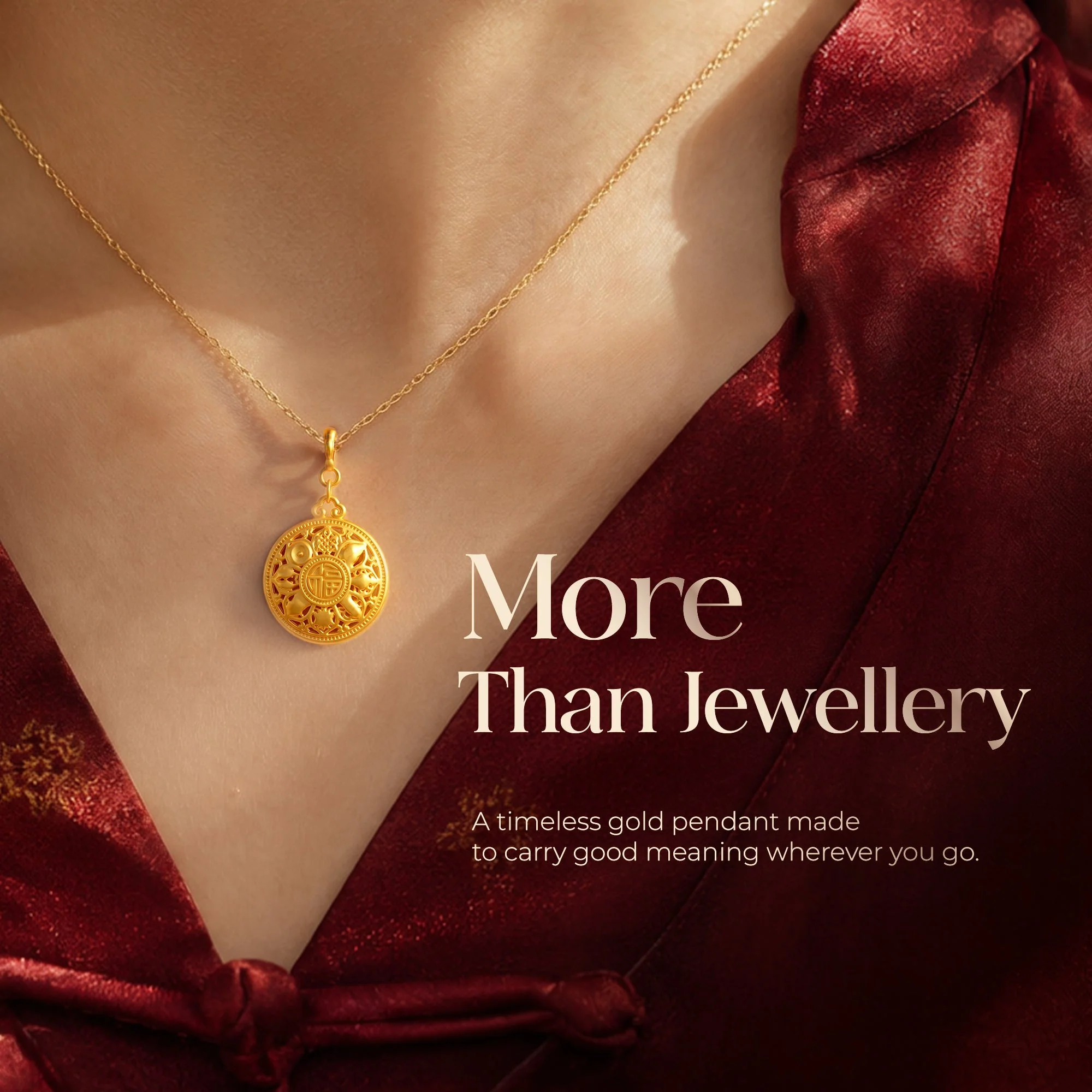916 Gold 八宝罗盘 Eight Treasures Charm Pendant - Image 4