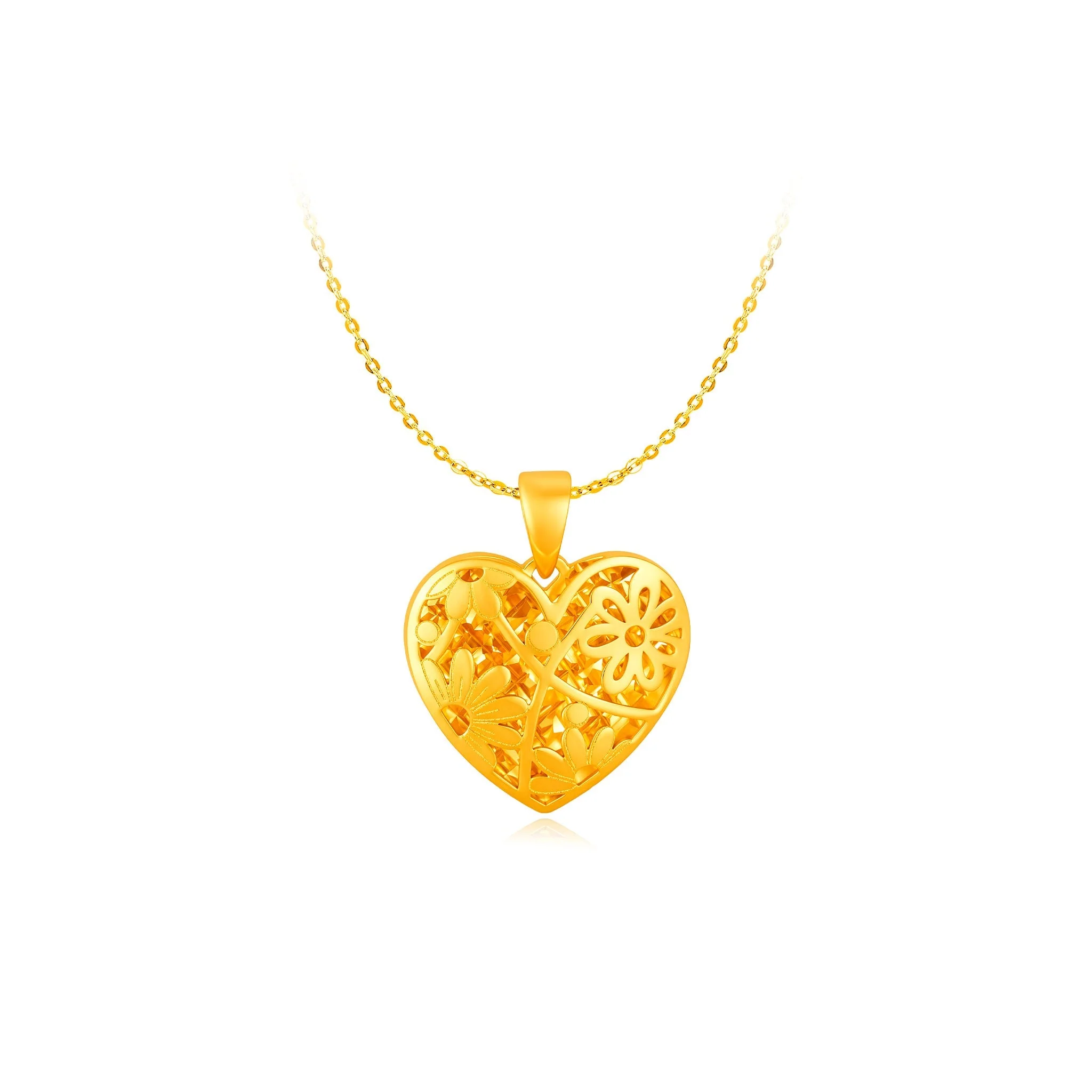 916 Gold Enchanted Heart Pendant - Image 2