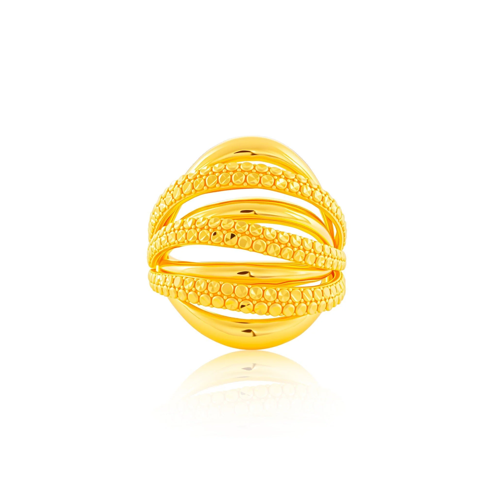 916 Gold Entwined Radiance Ring