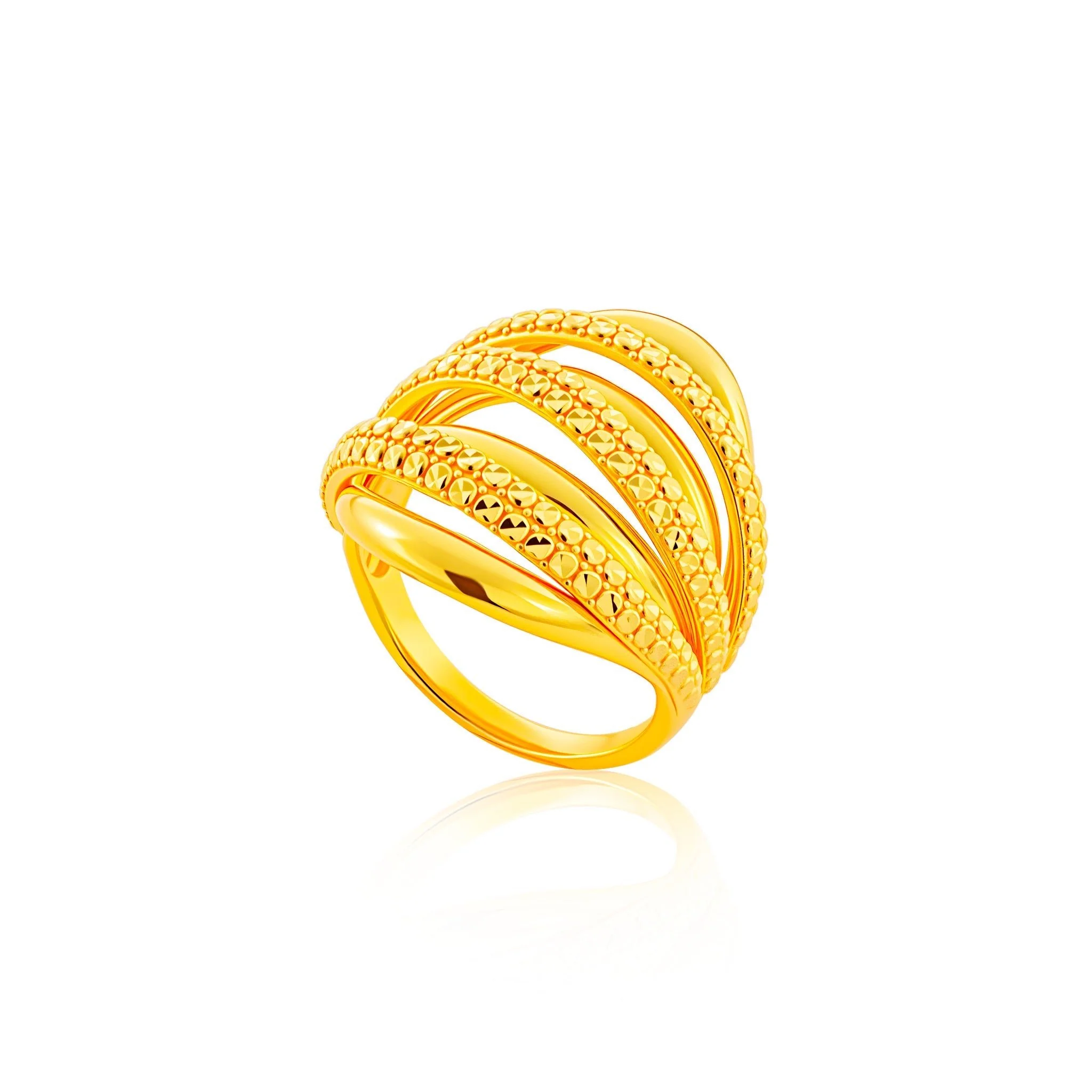 916 Gold Entwined Radiance Ring - Image 3