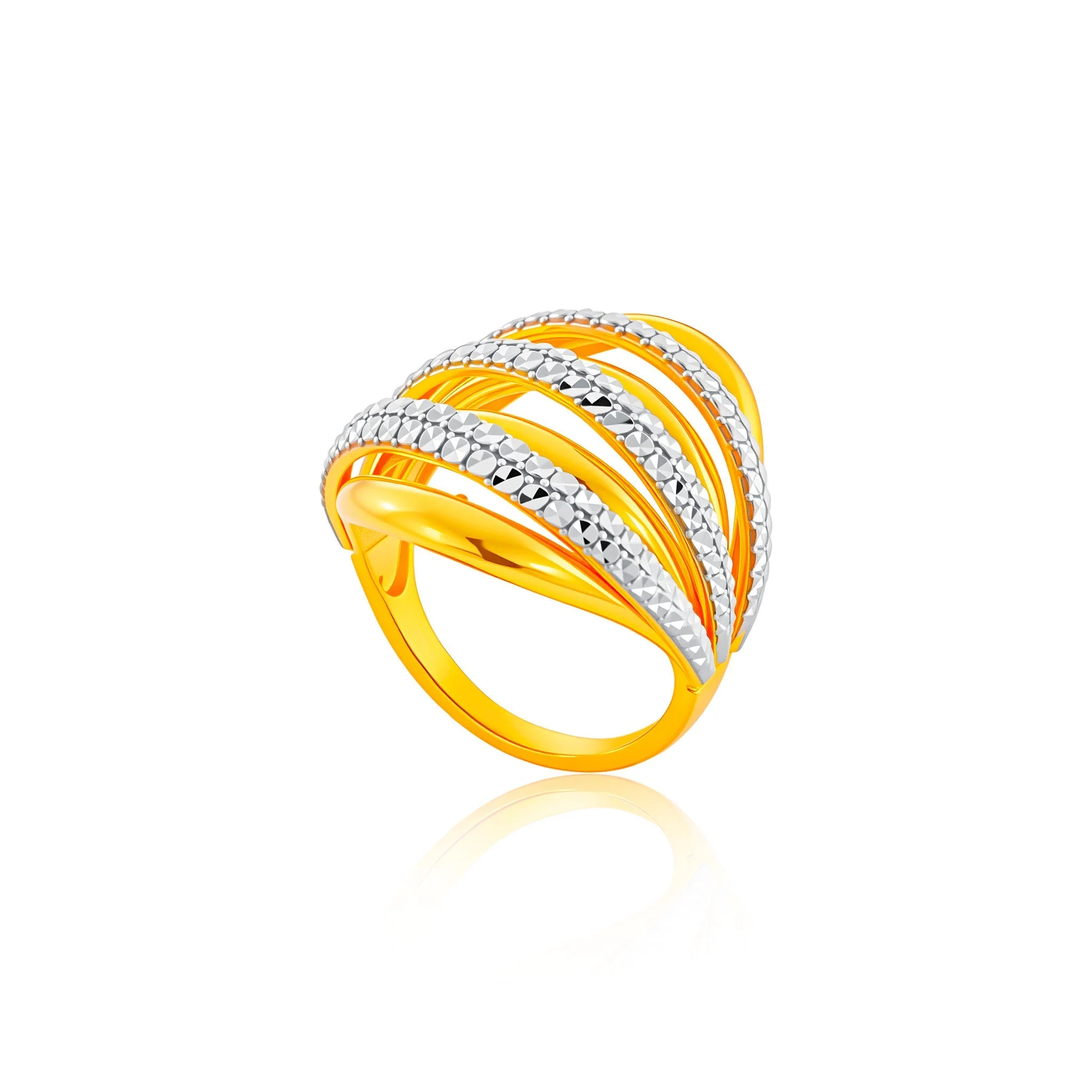 916 Gold Entwined Radiance Ring - Image 4