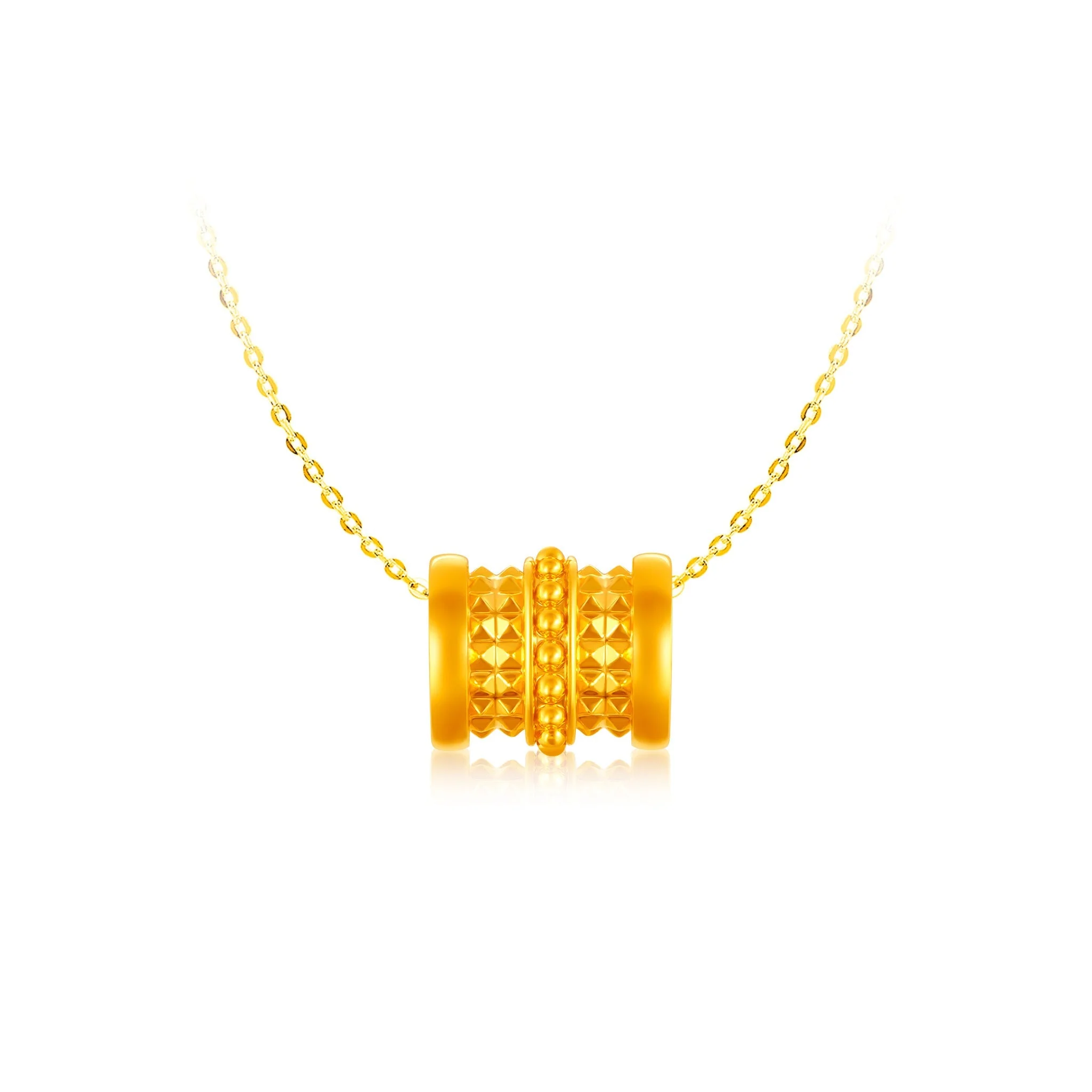 916 Gold 财运运转 Fortune Barrel Pendant