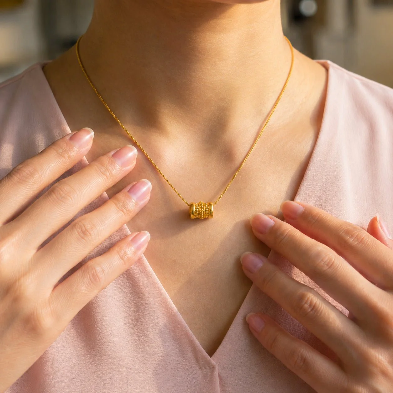 916 Gold 财运运转 Fortune Barrel Pendant - Image 3