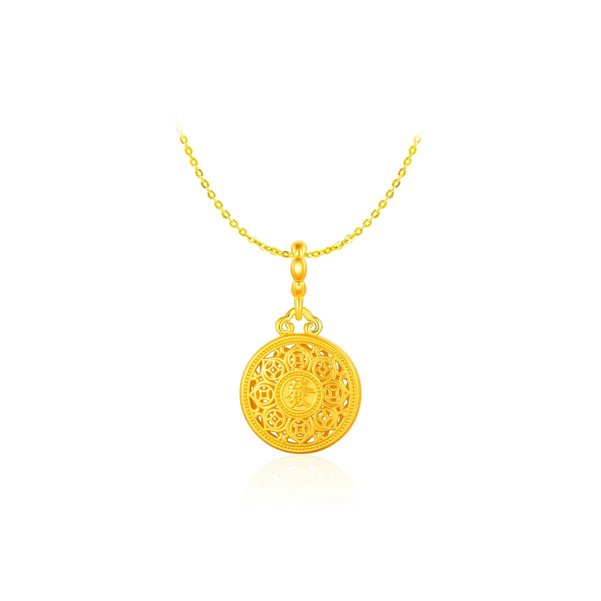 916 Gold 發财罗盘 Fortune Charm Pendant - Image 2