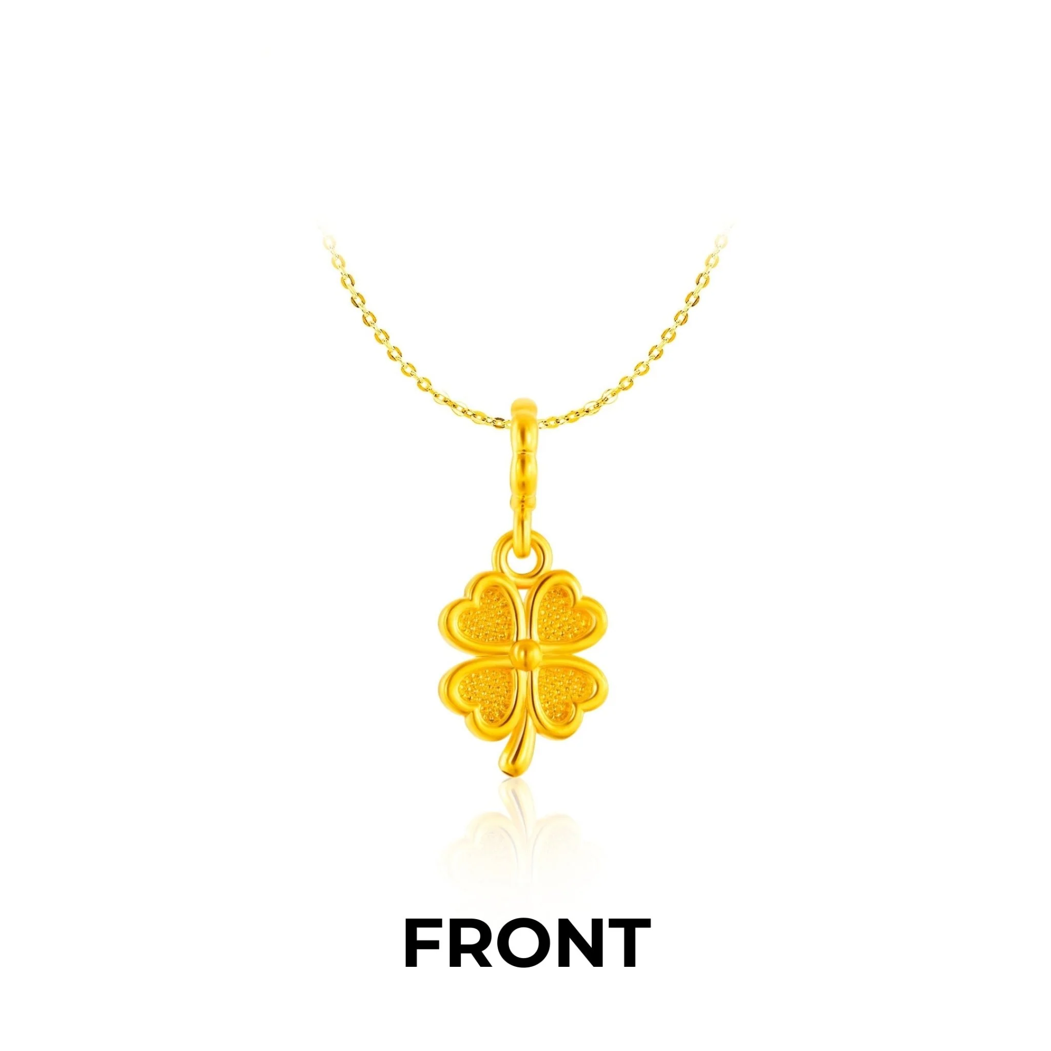 916 Gold 四叶草 Fortune Clover Pendant - Image 4