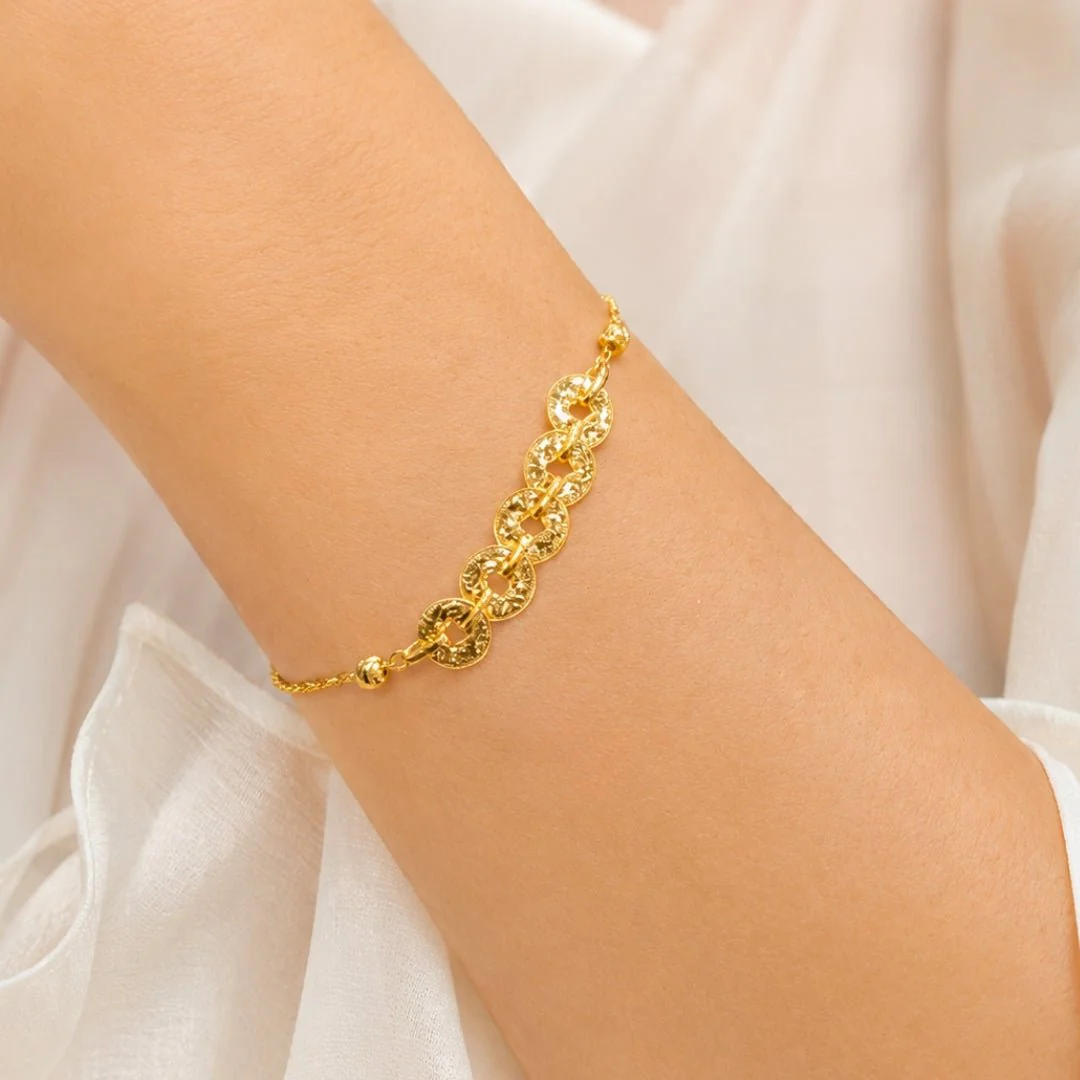 916 Gold Fortune Coins Bracelet - Image 3