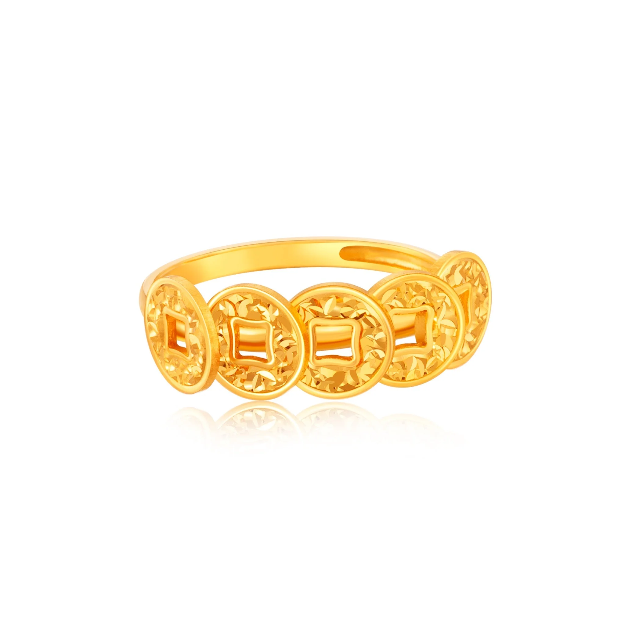 916 Gold Fortune Coins Ring