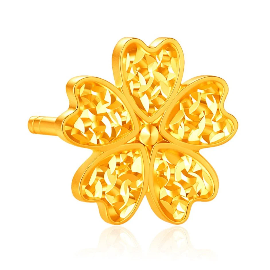 916 Gold Frosted Floral Earrings - Image 2