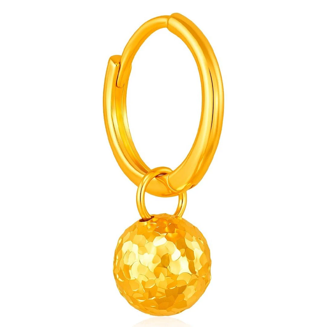 916 Gold Frosted Sphere Loop Earrings - Image 2
