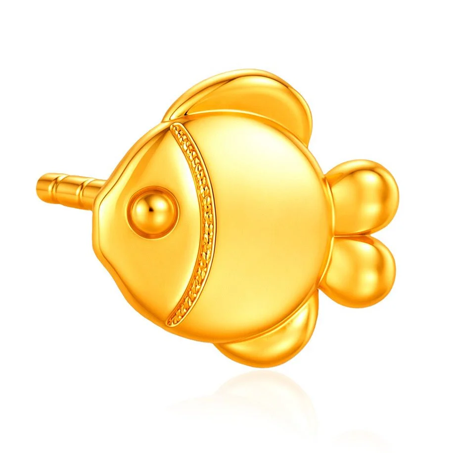 916 Gold Golden Fin Earrings - Image 2