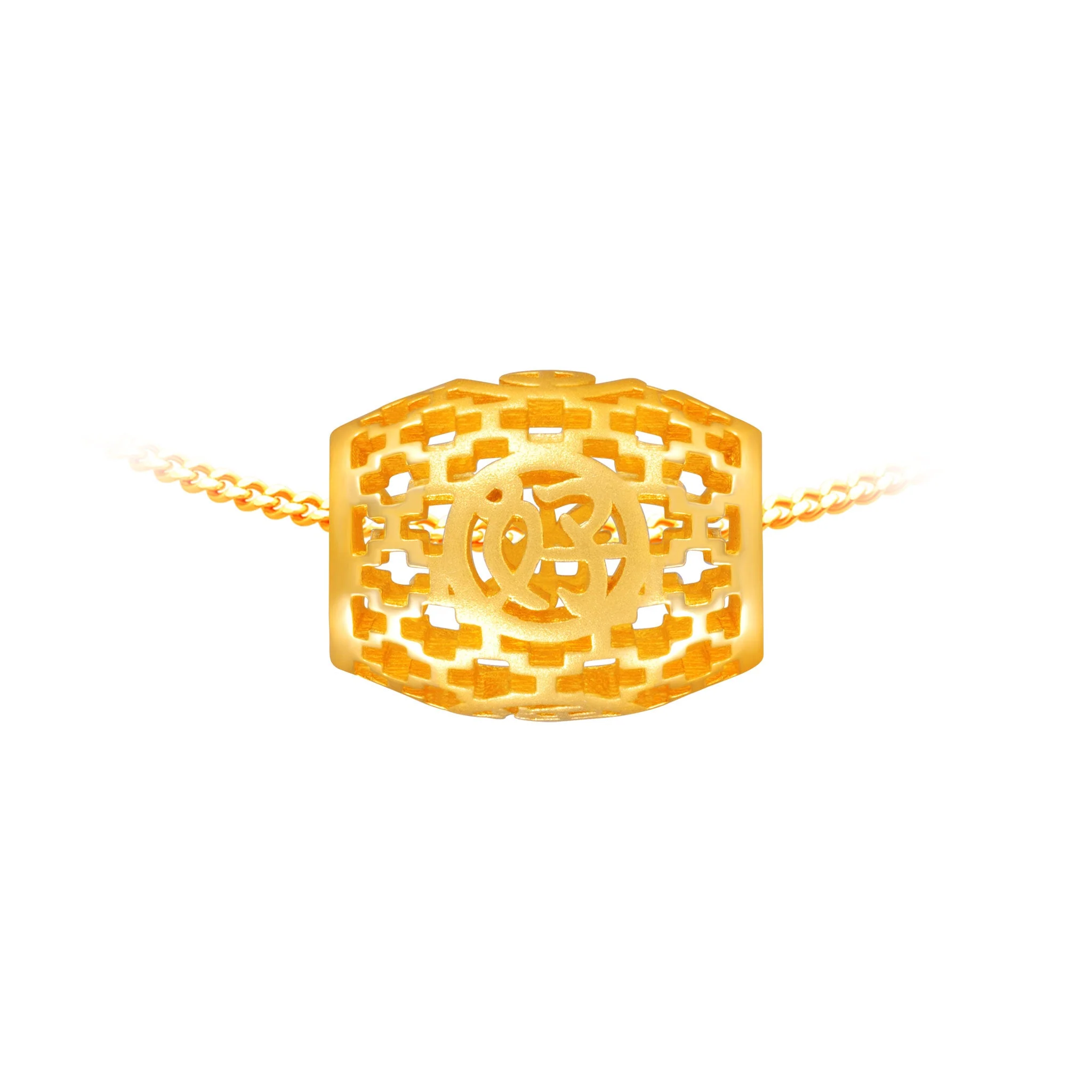 916 Gold Good Fortune Rolling Barrel Charm 好运来 - Image 2
