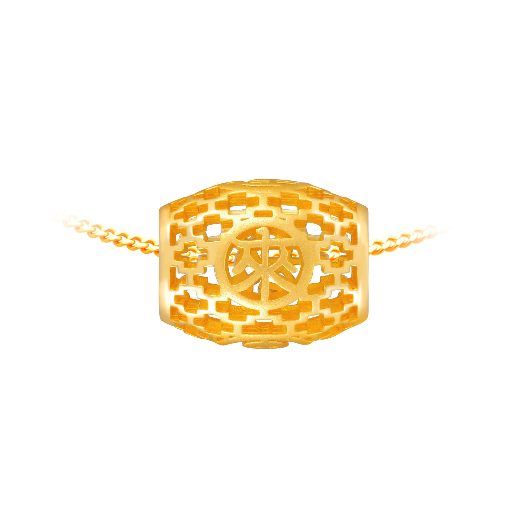 916 Gold Good Fortune Rolling Barrel Charm 好运来 - Image 3