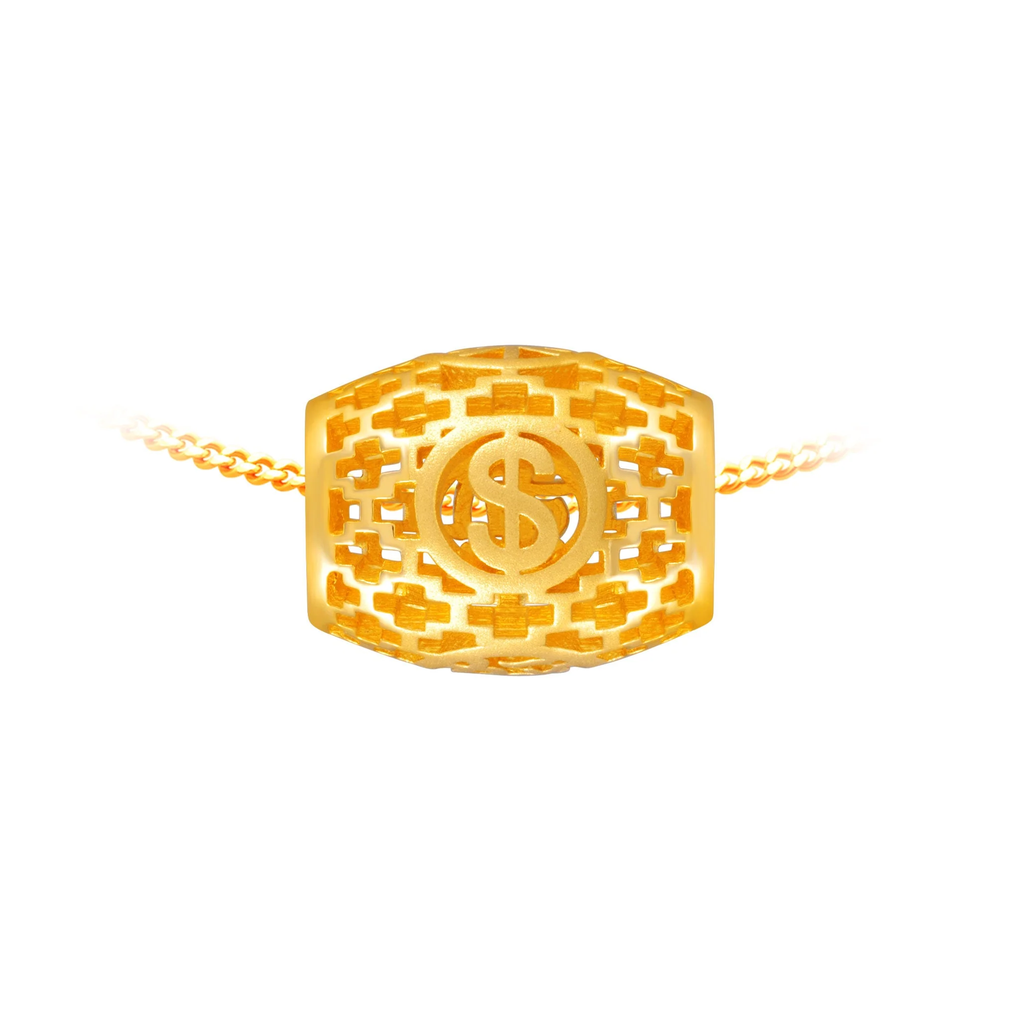 916 Gold Good Fortune Rolling Barrel Charm 好运来 - Image 4