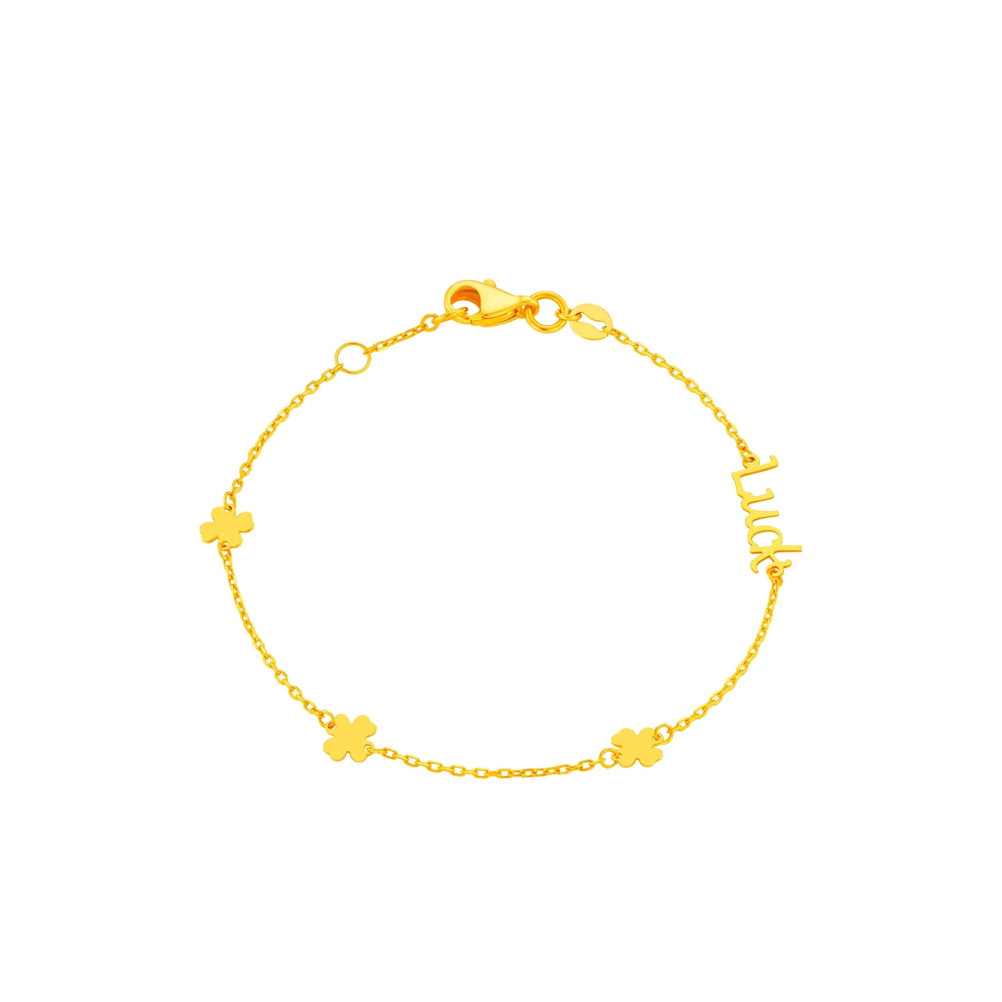916 Gold Good Luck Clover Bracelet