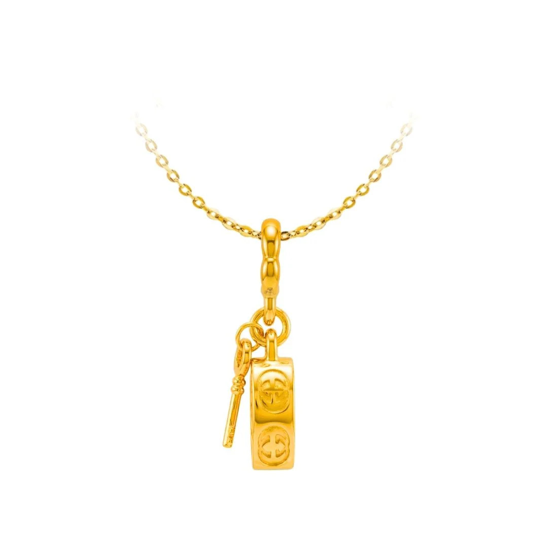 916 Gold Heart Lock Pendant - Image 3