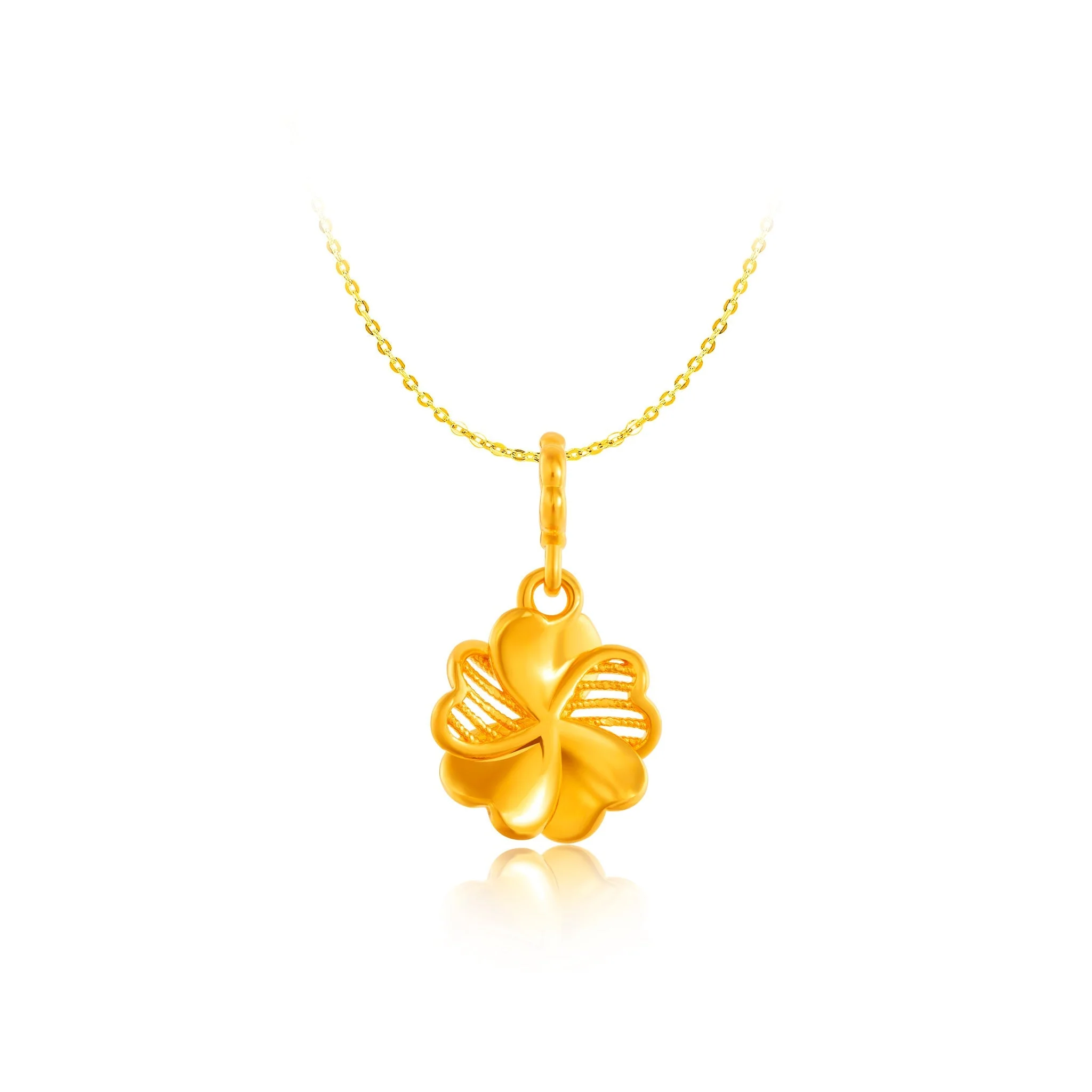 916 Gold Lucky Petal Pendant - Image 3