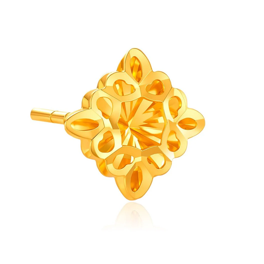 916 Gold Prism Square Earrings - Image 2