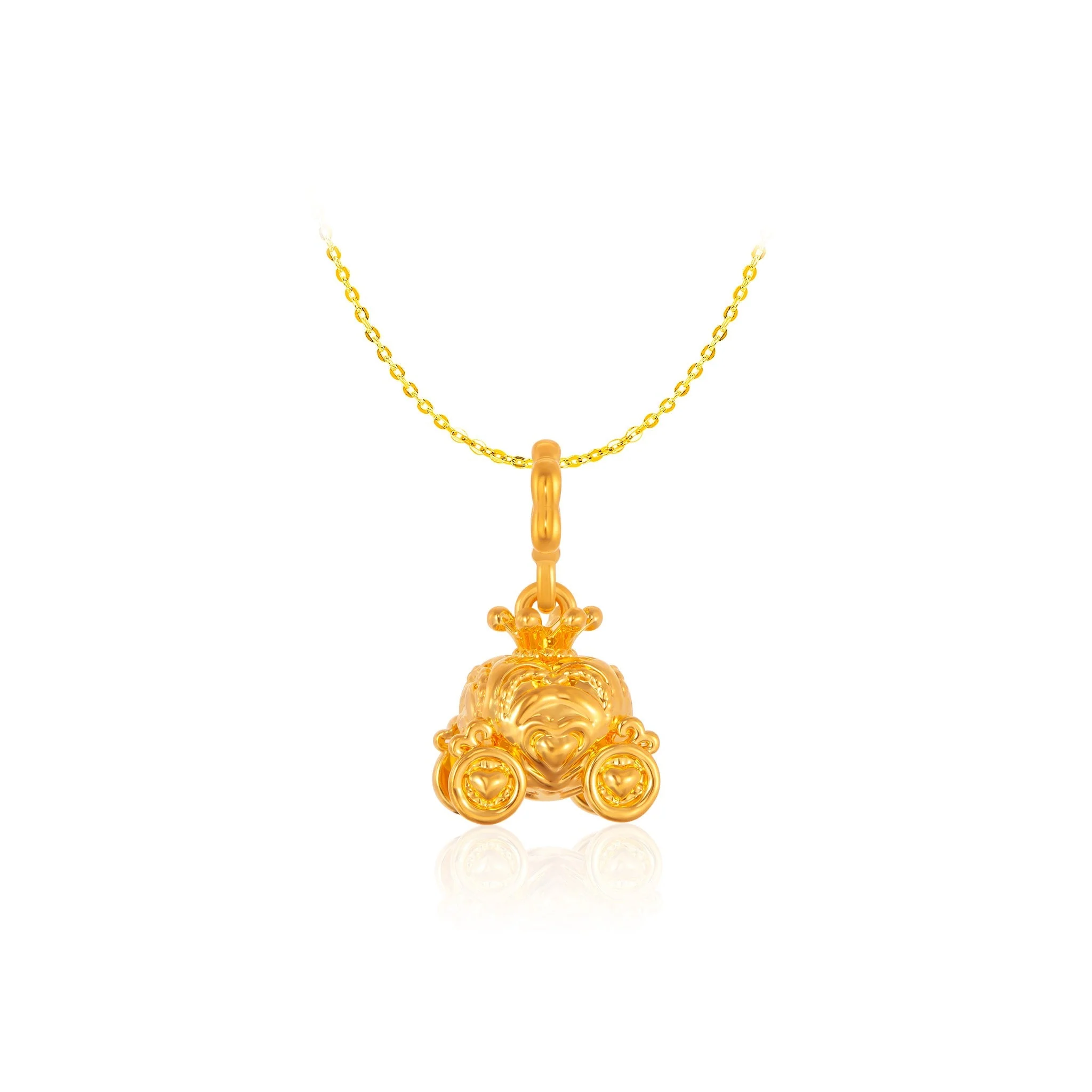 916 Gold Pumpkin Carriage Pendant
