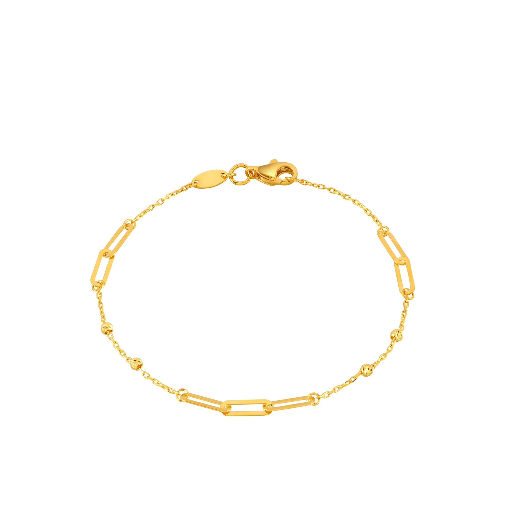 916 Gold Radiant Beaded Link Bracelet