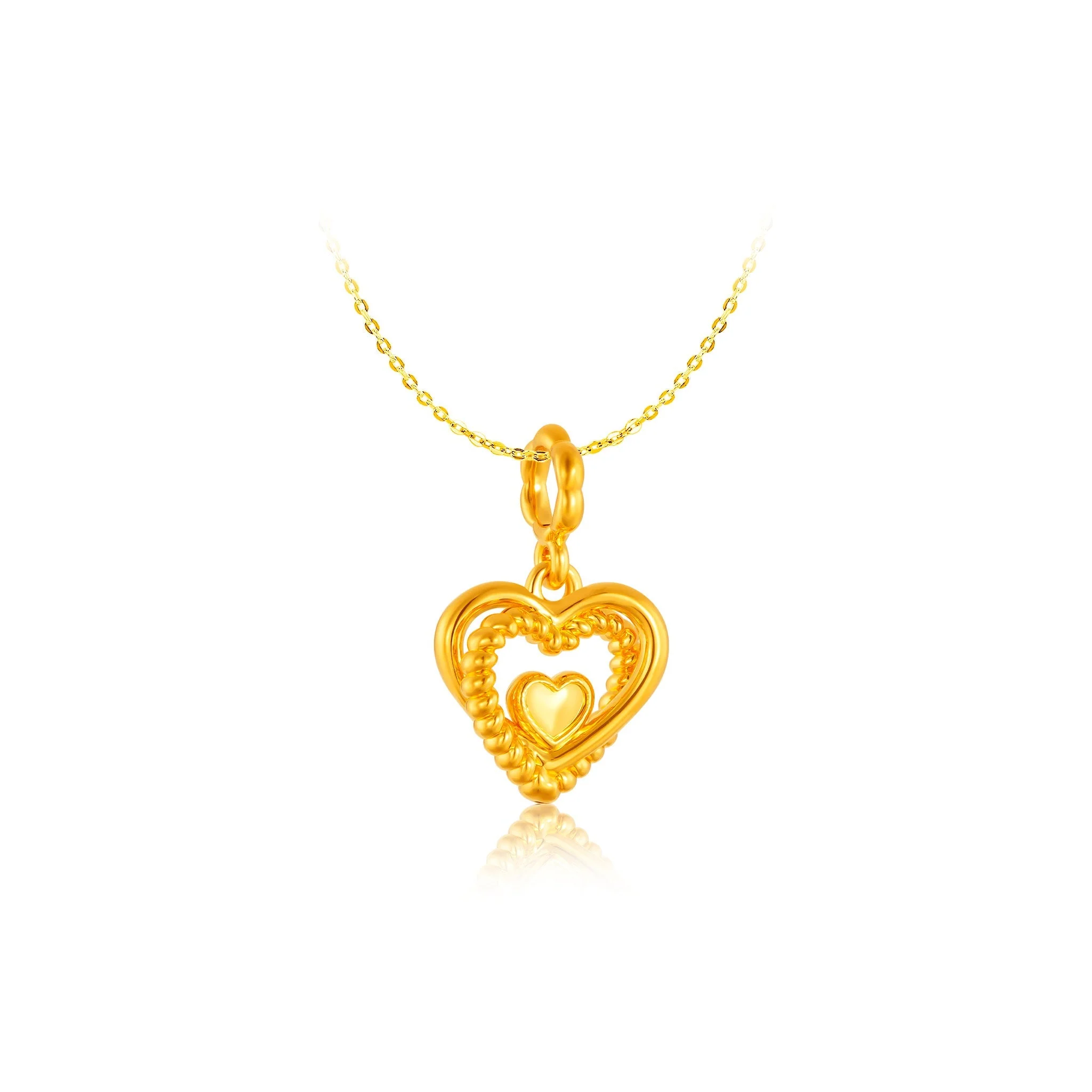 916 Gold 双心相依 Radiant Duo Heart Pendant - Image 2