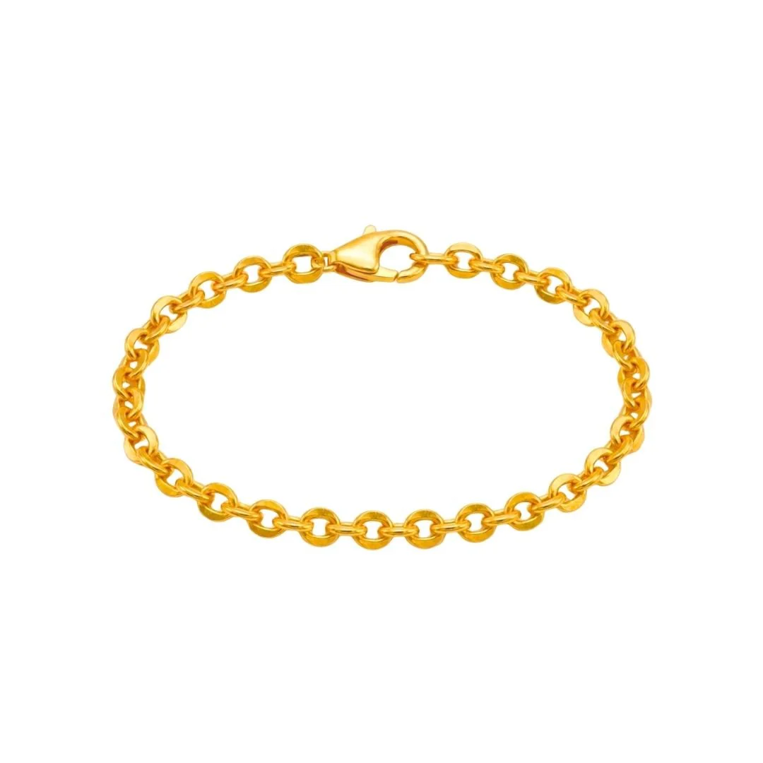 916 Gold Rolo Cable Chain Bracelet