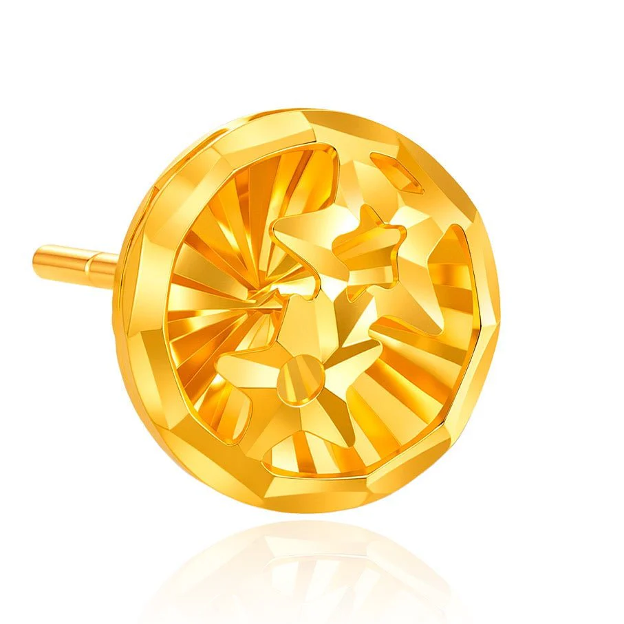 916 Gold Star Wheel Earrings - Image 2