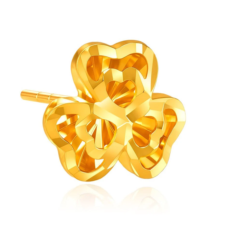 916 Gold Trifoliage Earrings - Image 2