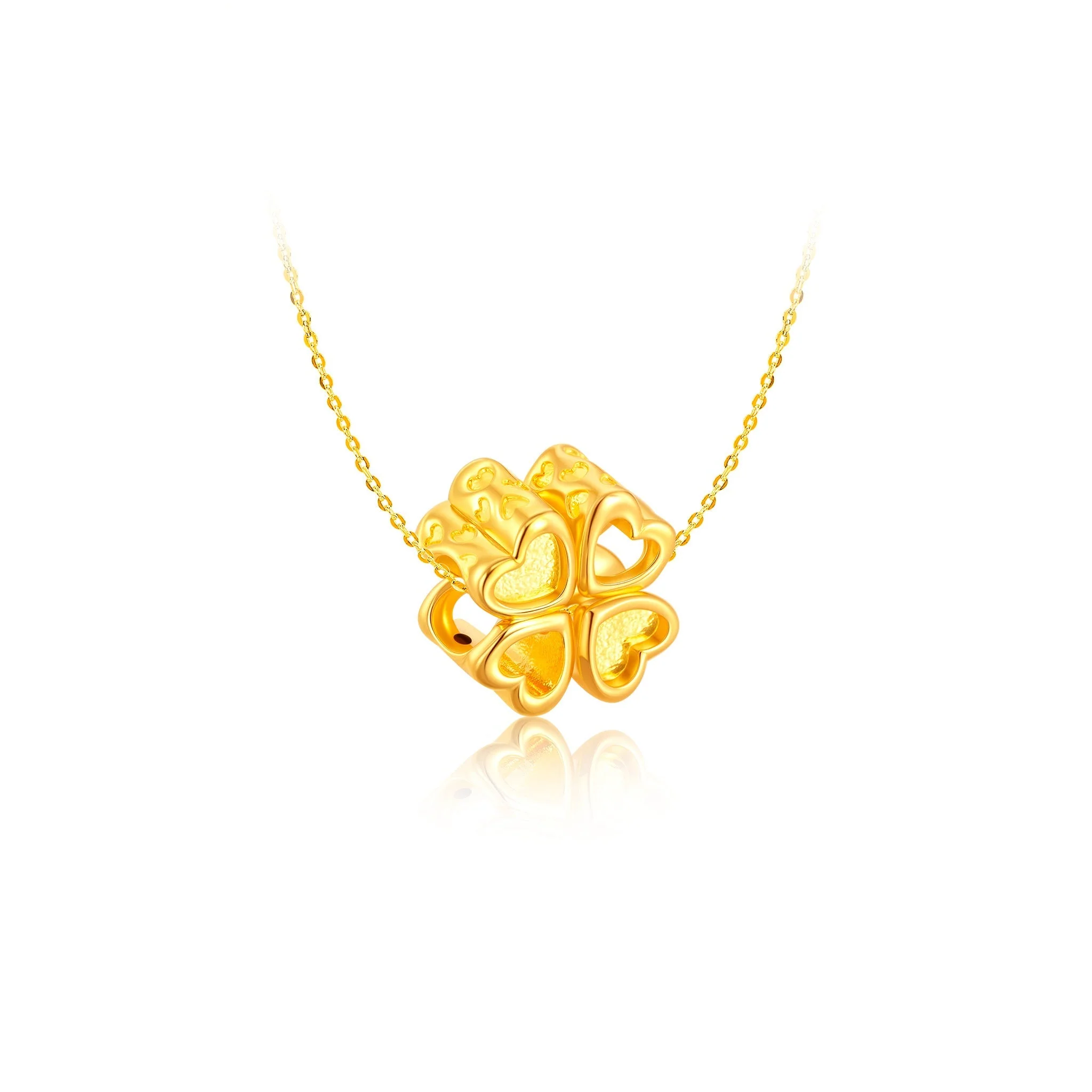 916 Gold Love Clover Charm - Image 2