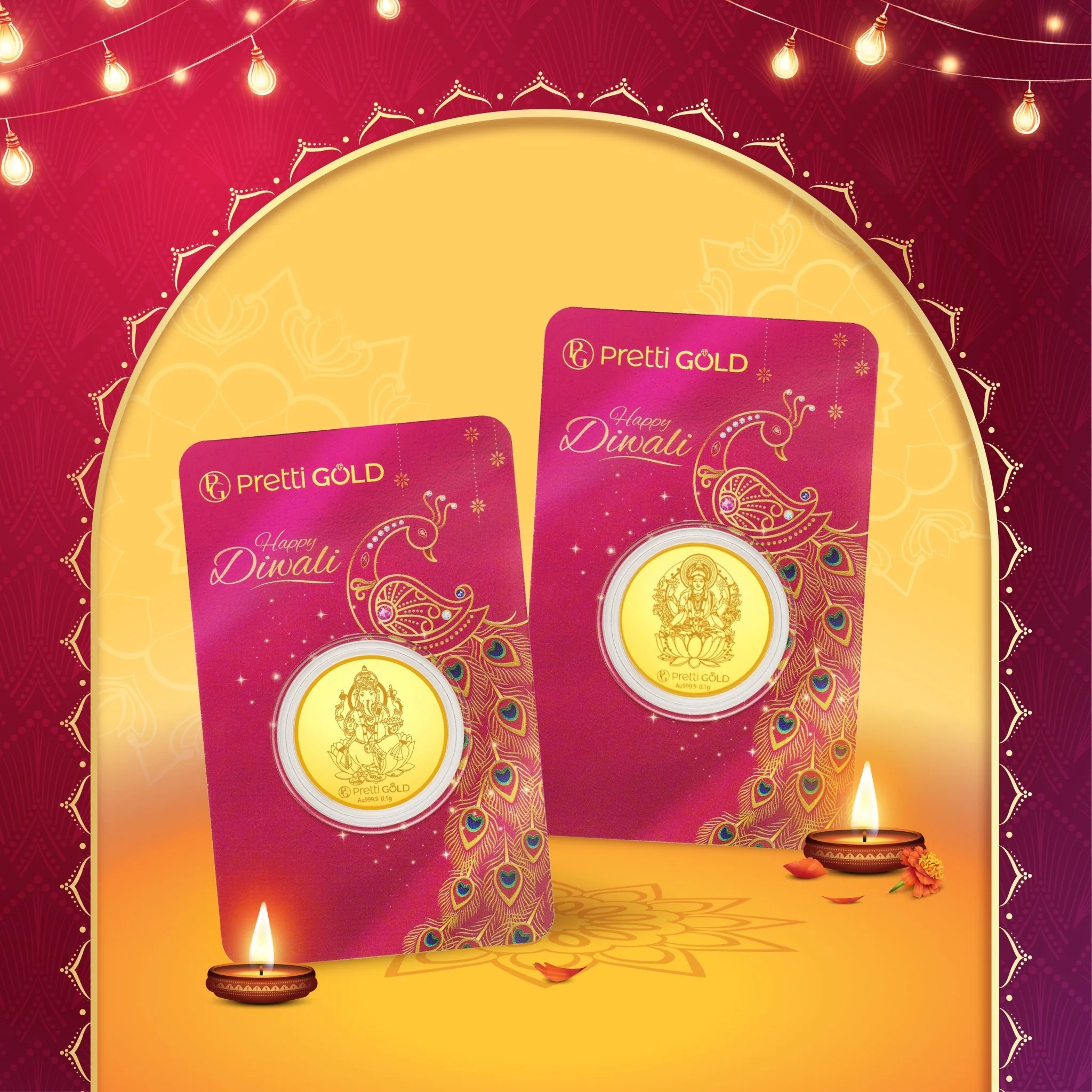 999 Deepavali / Diwali Gold Coin - Image 3
