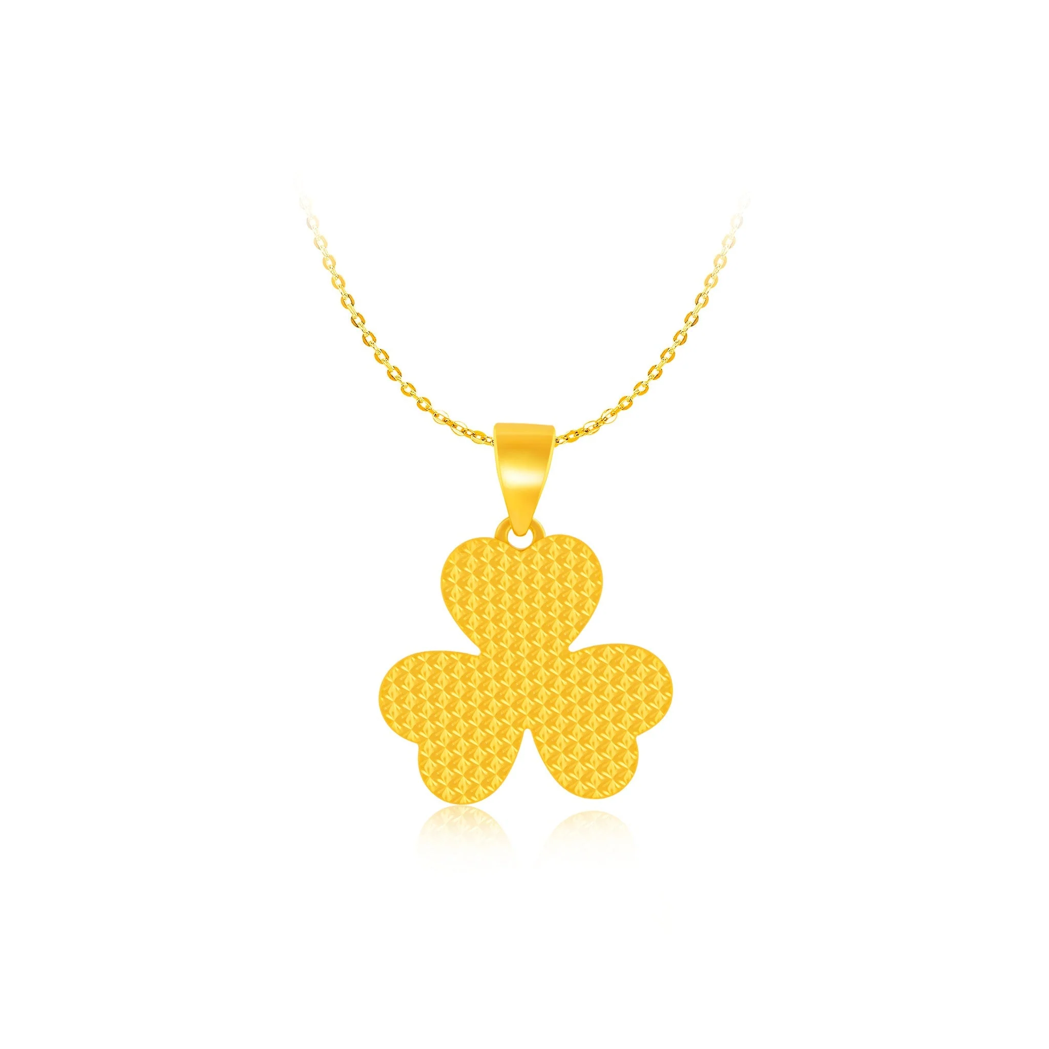 999 Gold 3-Petal Clover Good Luck Pendant - Image 3