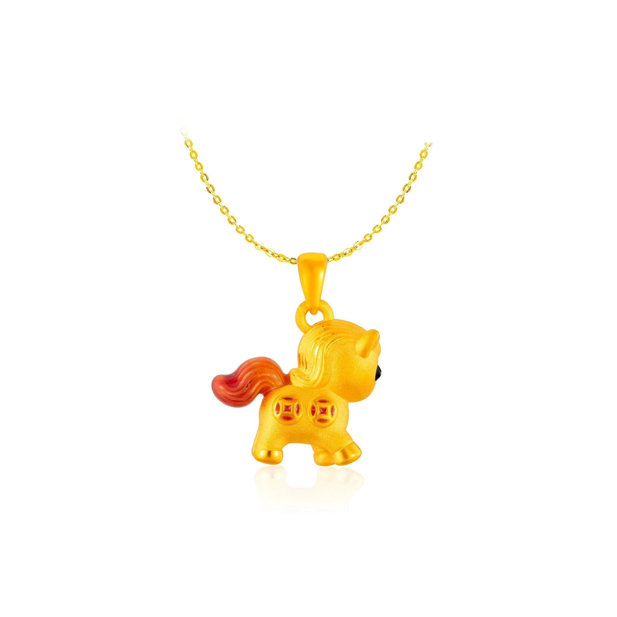 999 Gold 马运亨通 Fiery Horse Pendant - Image 2