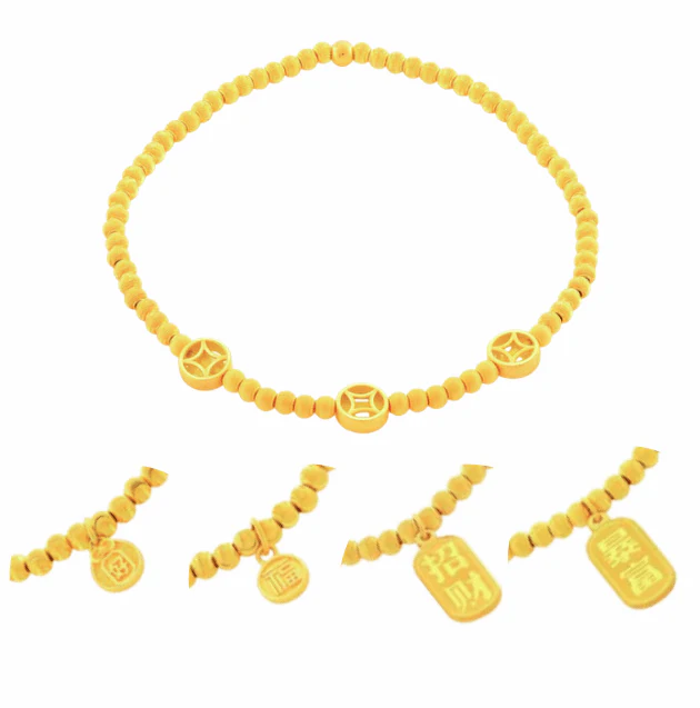 999 Gold Golden Sphere Bracelet