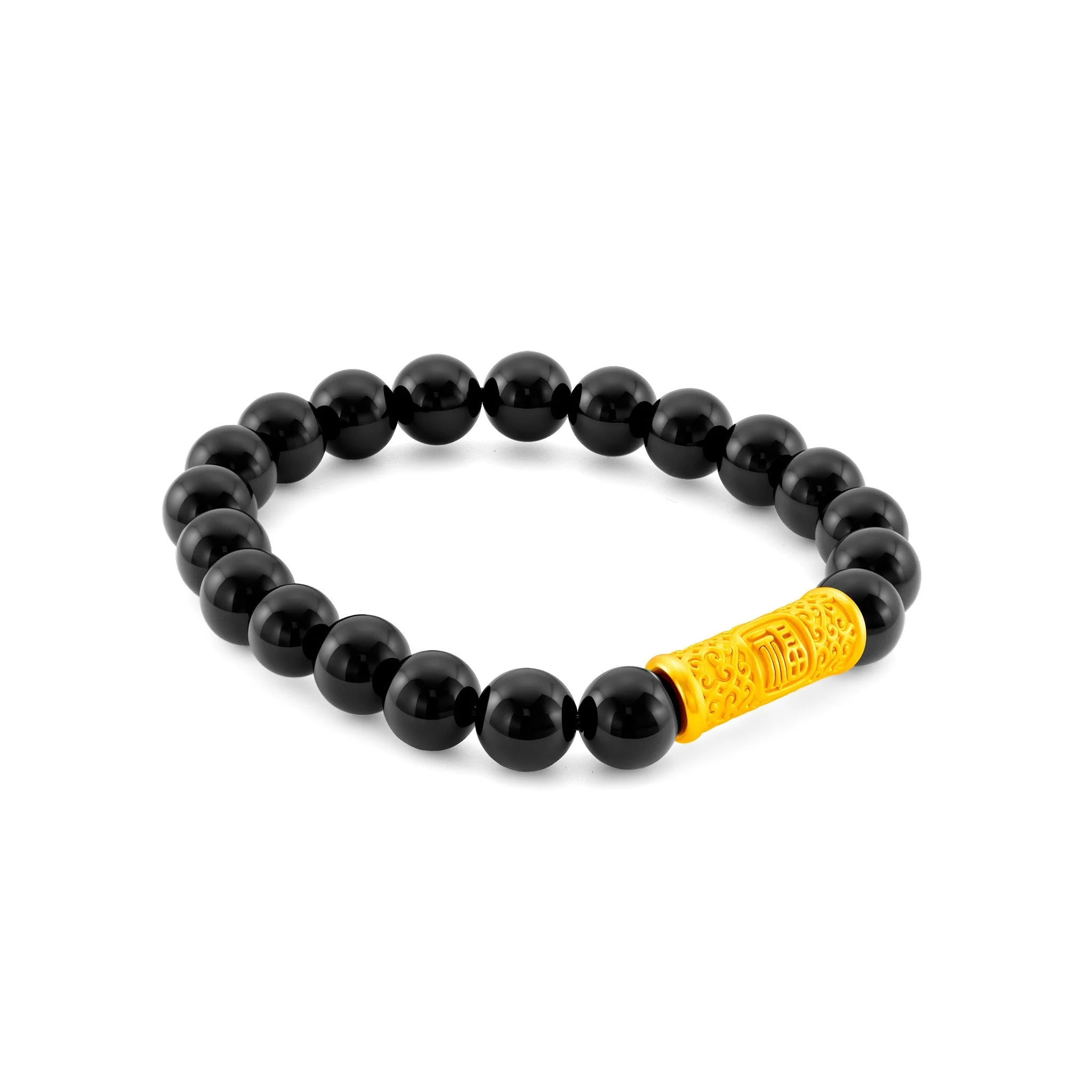 999 Gold Imperial Black Agate Bracelet - Image 2