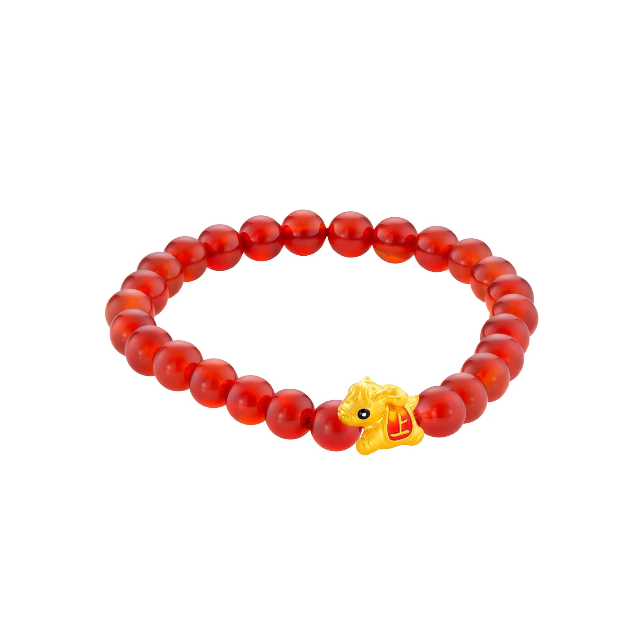 999 Gold Mini Horse 马到功成 with Auspicious Beads Bracelet - Image 23